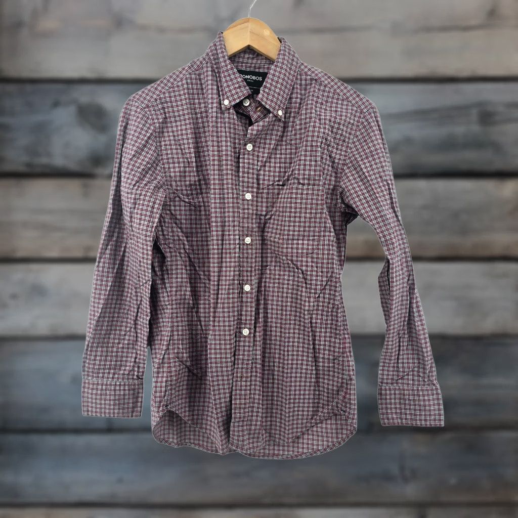 Bonobos Bonobos Button Down Shirt Mens S Red Plaid Slim Fit Short Stretch Cotton Pocket Size US S / EU 44-46 / 1 - 1 Thumbnail