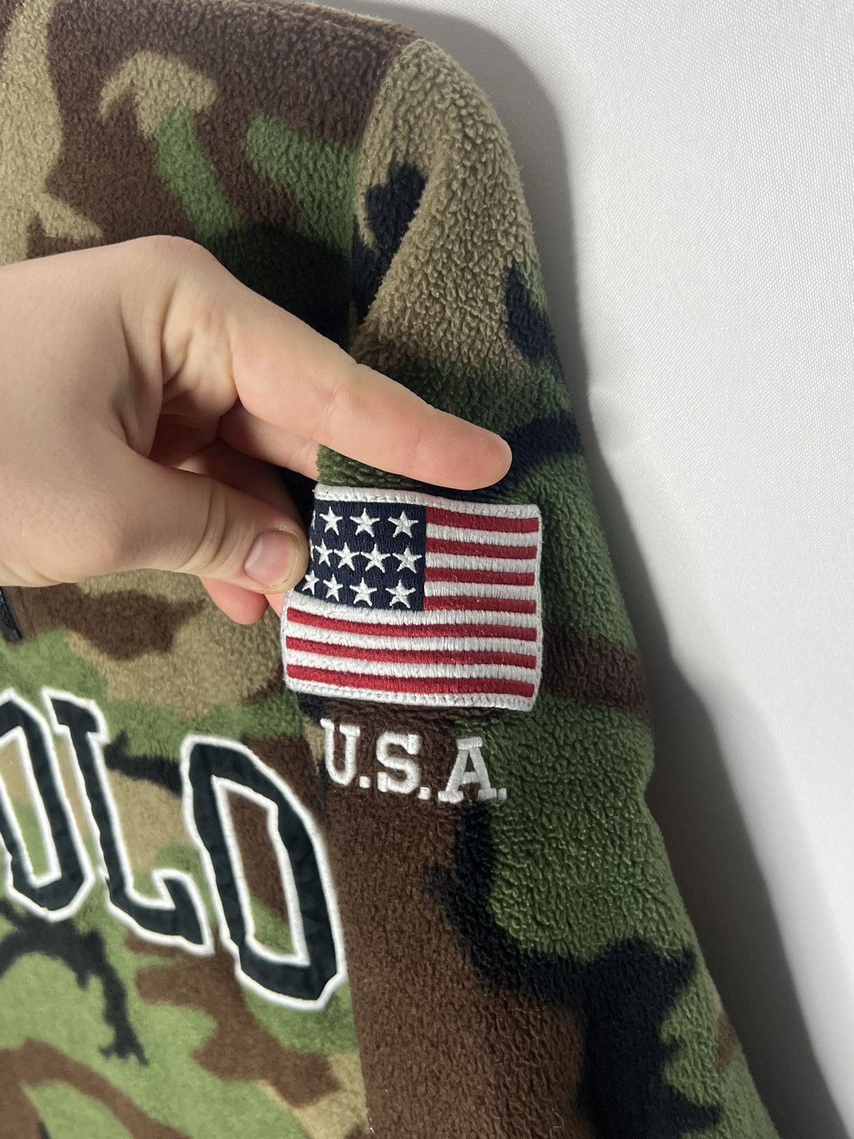 Other Vintage Polo Ralph Lauren Fleece Camo Flag Patch Zip Sweater Size US M / EU 48-50 / 2 - 5 Thumbnail