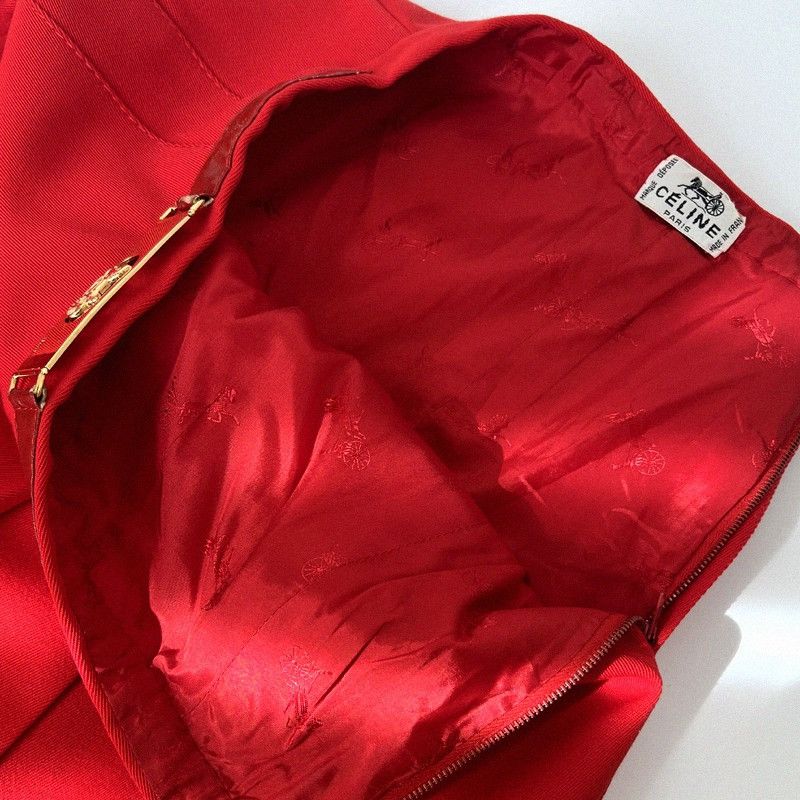 Celine Celine Vintage Carriage Buckle Belt Red Skirt Size 27" / US 4 / IT 40 - 9 Thumbnail