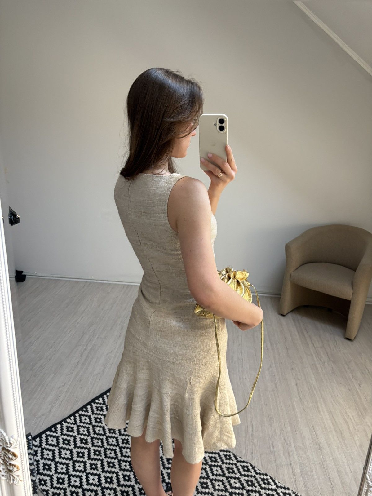 Akris Akris Punto 100% Silk Raw Silk Dress Beige Sleeveless US 4 Size S / US 4 / IT 40 - 5 Thumbnail