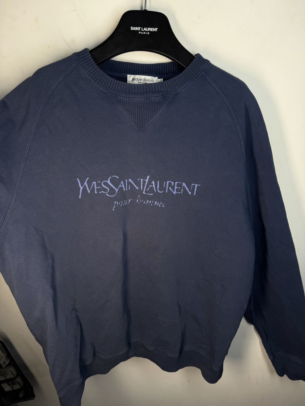 Yves Saint Laurent Big Logo YSL Sweatshirt Navy Vintage Paris Crewneck y2k Size US L / EU 52-54 / 3 - 11 Thumbnail