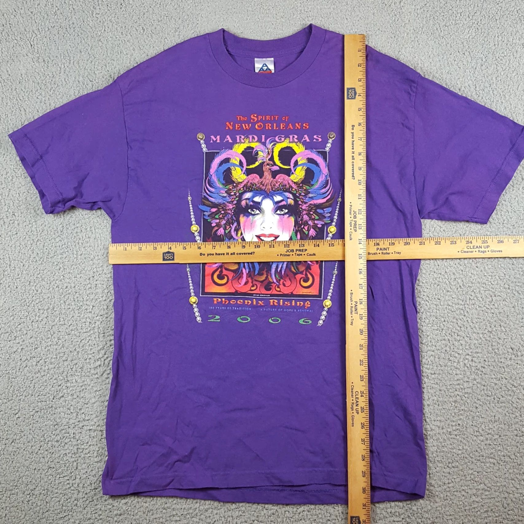 Vintage VINTAGE New Orleans Mardi Gras Whimsical Phoenix Size L Purple Party Mask T Shirt Party Size US L / EU 52-54 / 3 - 7 Thumbnail