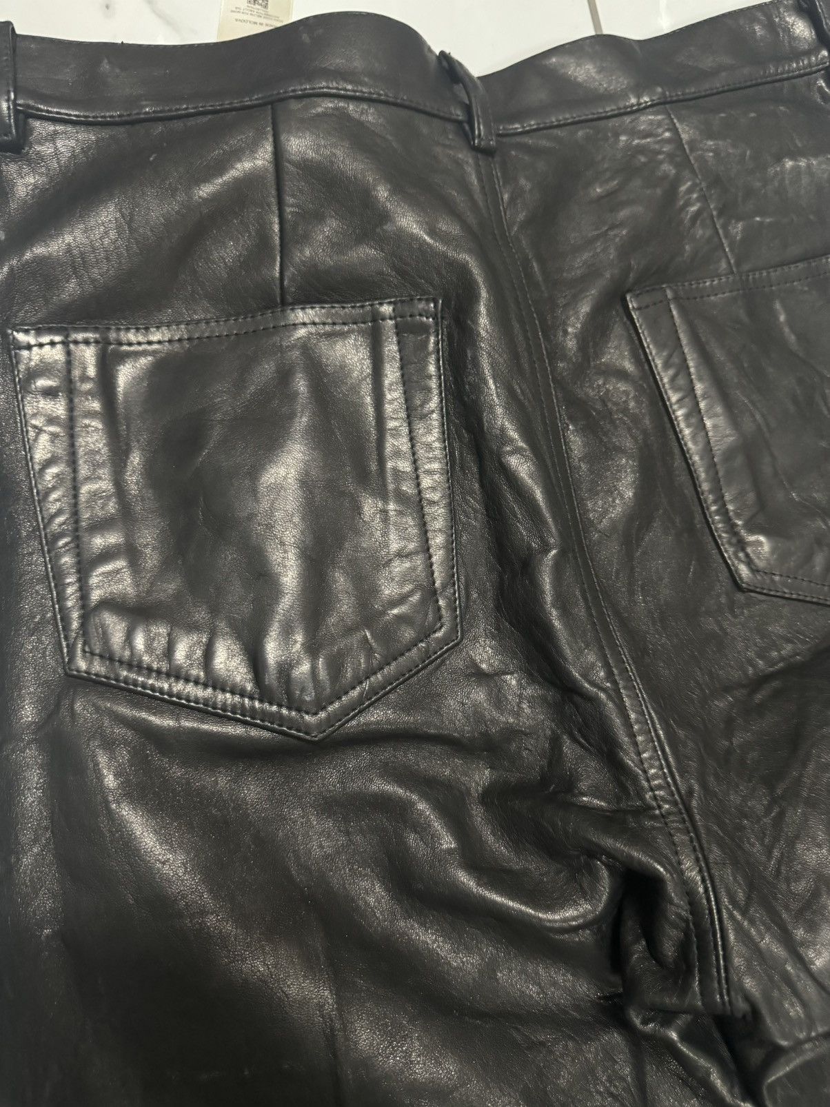 Rick Owens RICK OWENS Black Porterville Bolan Leather Trousers Pants Size US 31 - 17 Thumbnail