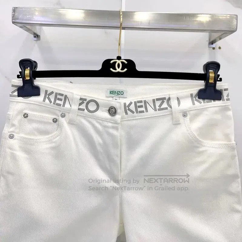 Kenzo Kenzo White Cotton Blend Casual Pants . Size 23" - 2 Thumbnail