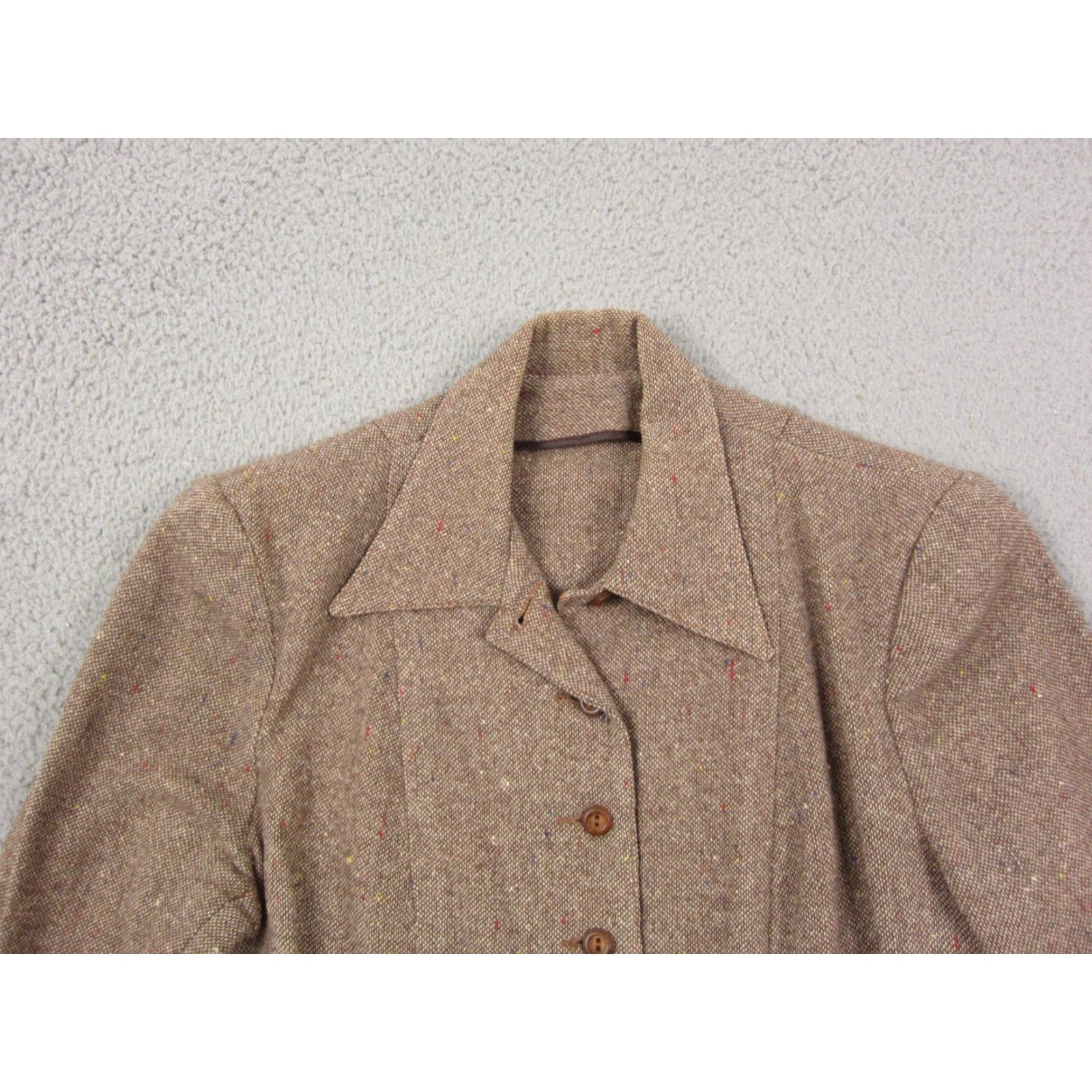 Vintage VINTAGE Fashioned by Lampl Tweed Jacket Womens Small Brown Blazer Coat 50s 60s 80s 90s Classic Size S / US 4 / IT 40 - 2 Thumbnail