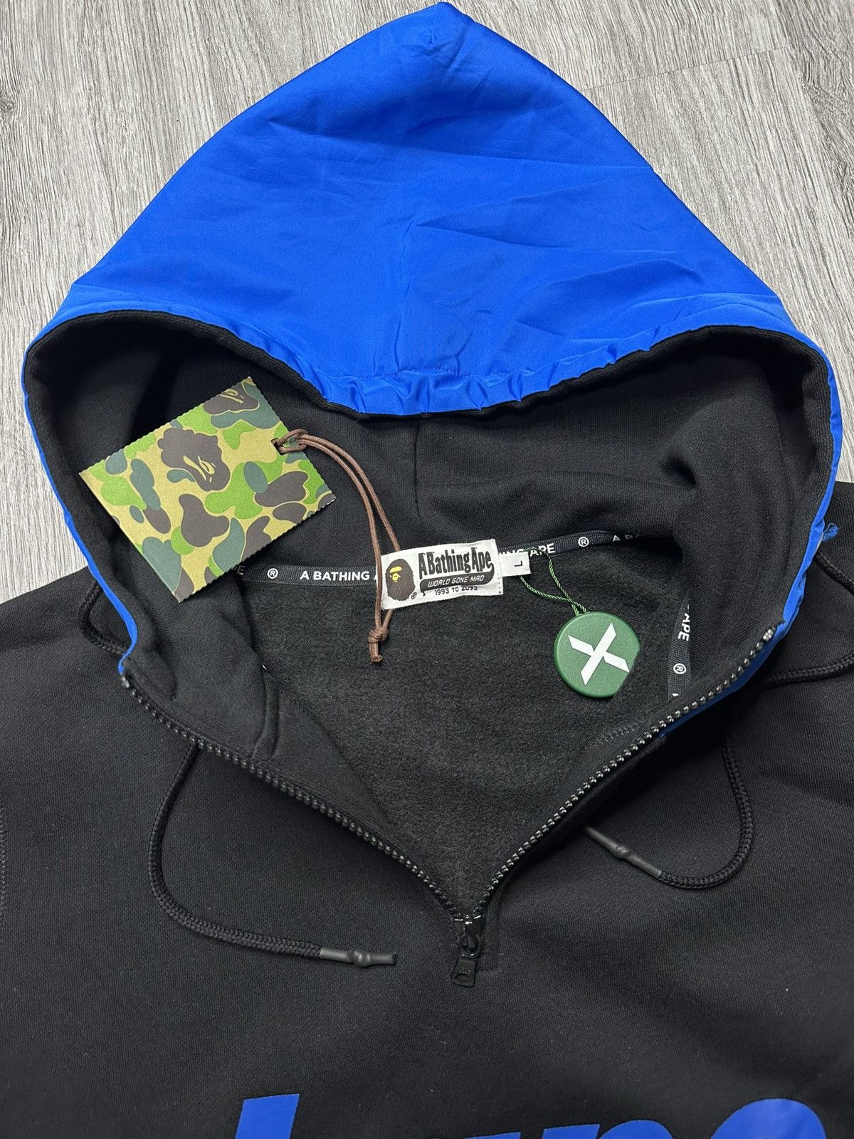 Bape Bape Mix Material Half Zip Pullover Hoodie Black Size US L / EU 52-54 / 3 - 4 Thumbnail