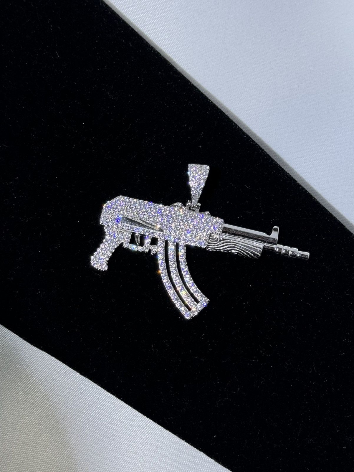 Sterling Silver Ak47 Silver Cz Pendant Size ONE SIZE - 1 Thumbnail
