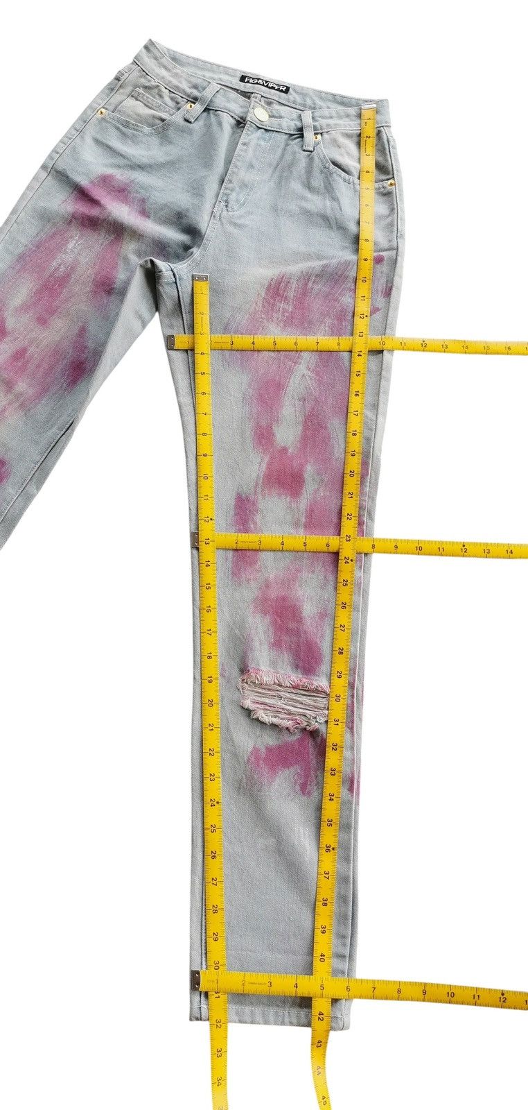 Japanese Brand Fig Viper Art Distressed Jeans Size 26" / US 2 / IT 38 - 7 Thumbnail