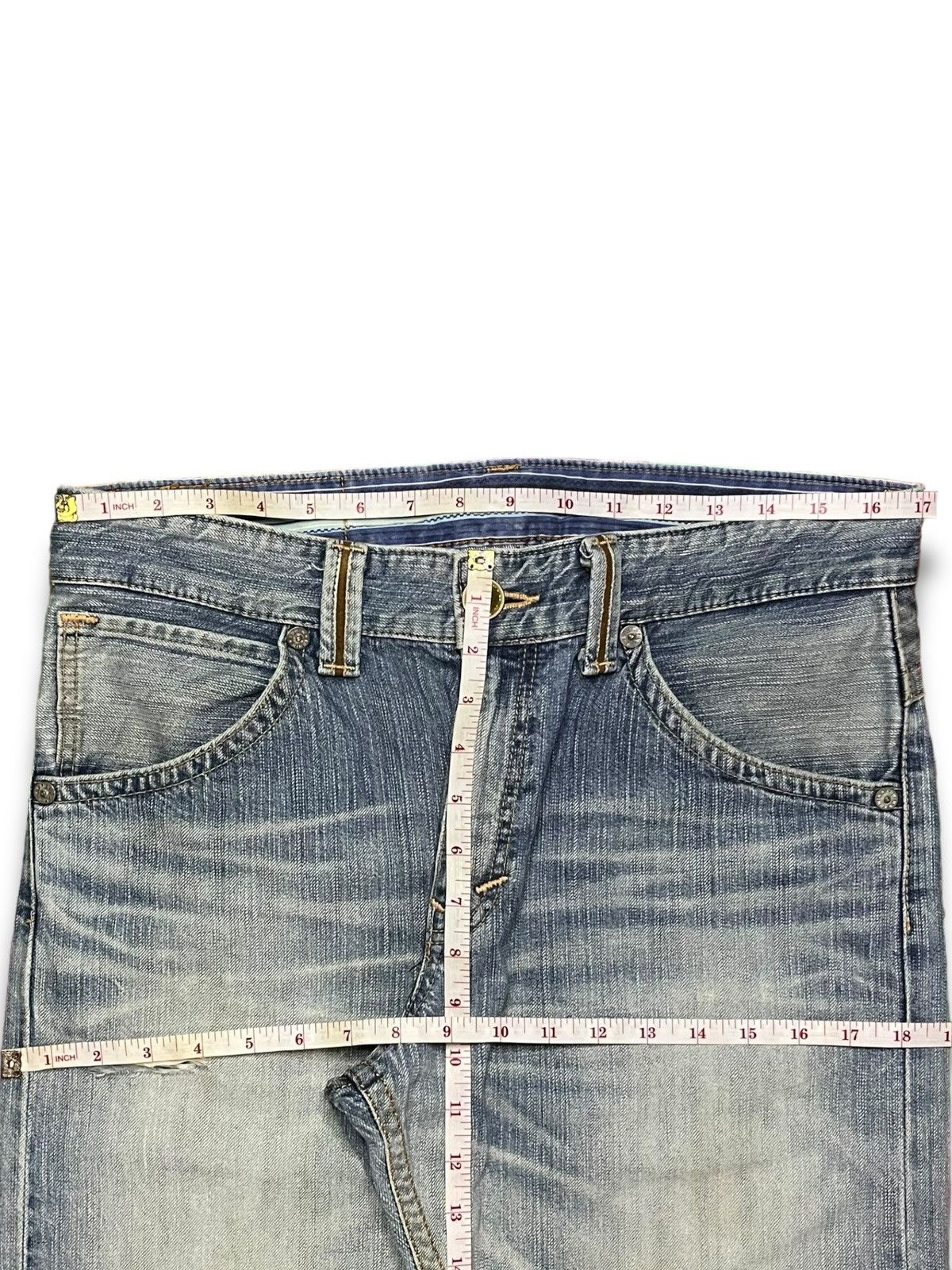 Edwin × Japanese Brand Exclusive Vintage Edwin Japan Light Wash Distressed Jeans Size US 34 / EU 50 - 11 Thumbnail