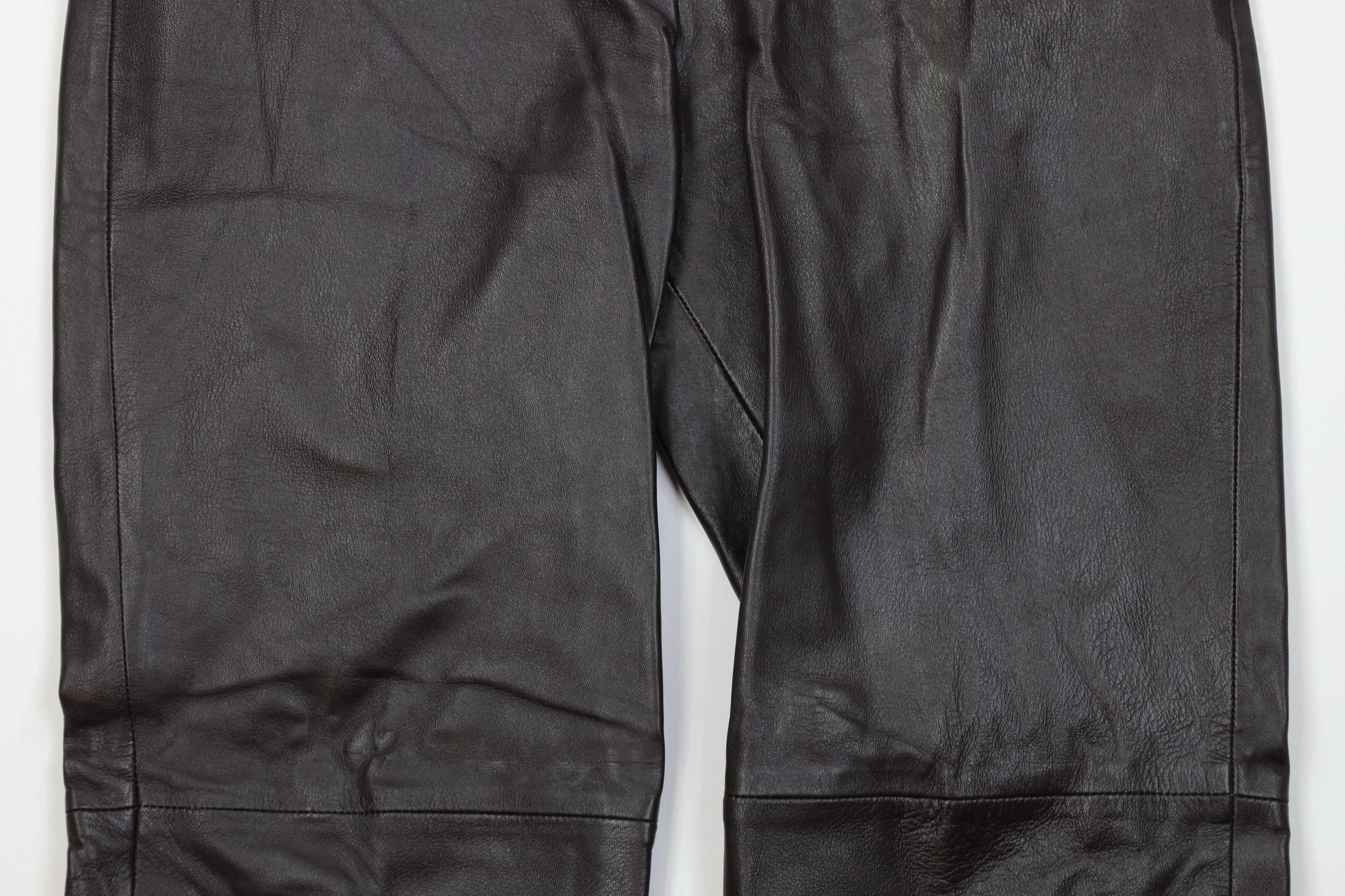 Vintage Vintage 90s Streetwear Flared Leather Pants Trousers Brown Size 34" / US 12 / IT 48 - 3 Thumbnail
