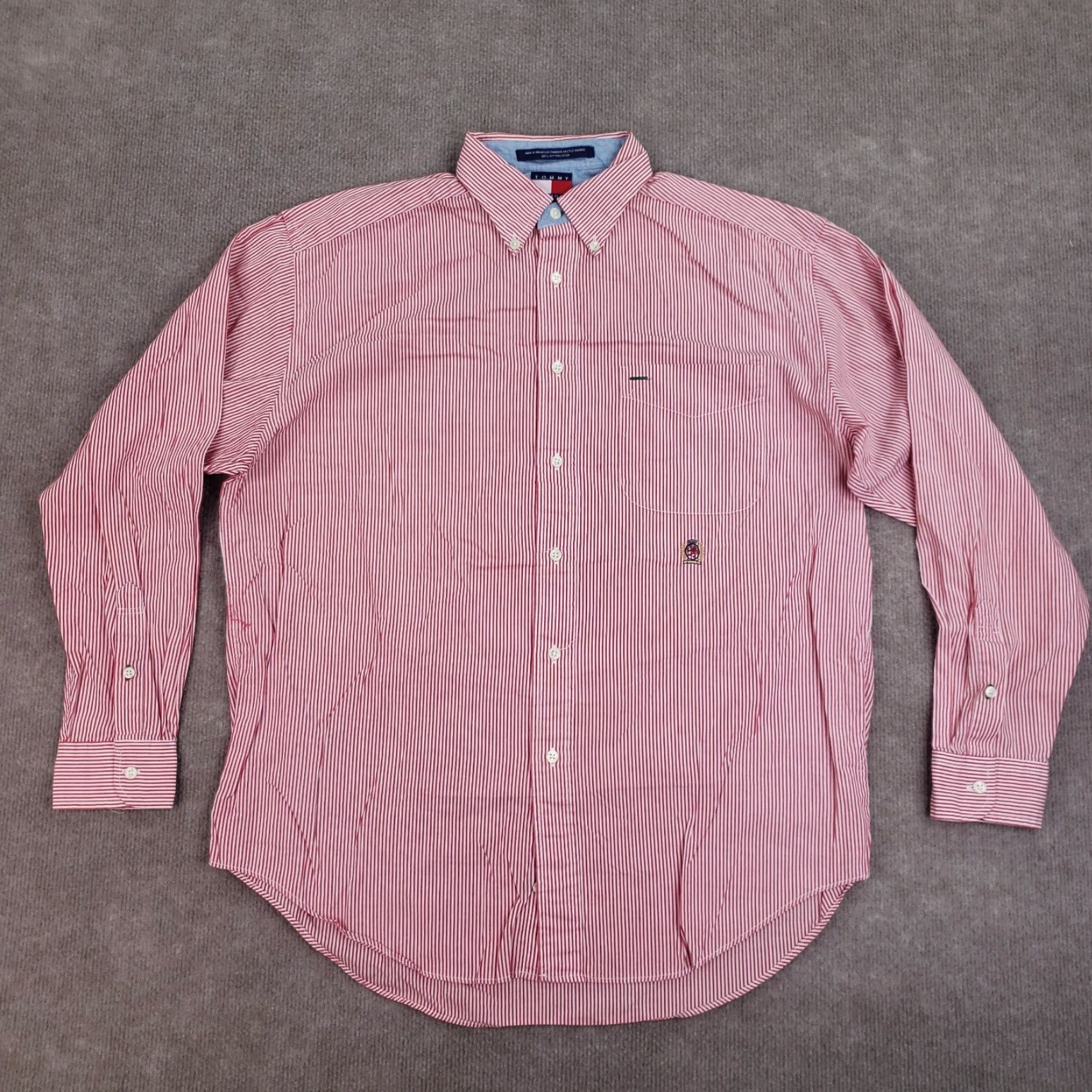 Tommy Hilfiger Tommy Hilfiger Button Down Shirt Mens Medium Red White Striped Casual Size US M / EU 48-50 / 2 - 2 Thumbnail