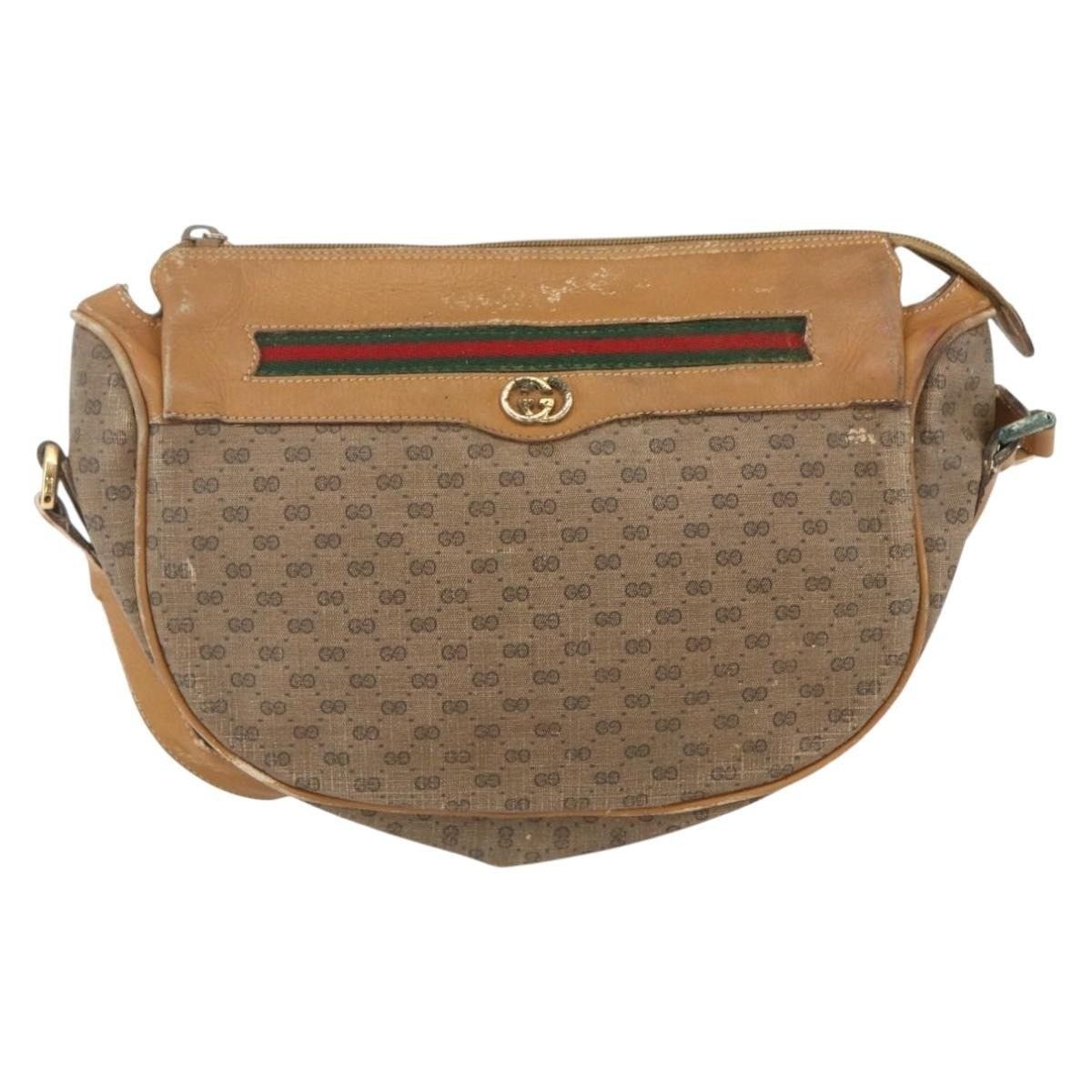 Gucci Gucci Micro GG Supreme Web Shoulder Bag Beige Size ONE SIZE - 1 Thumbnail