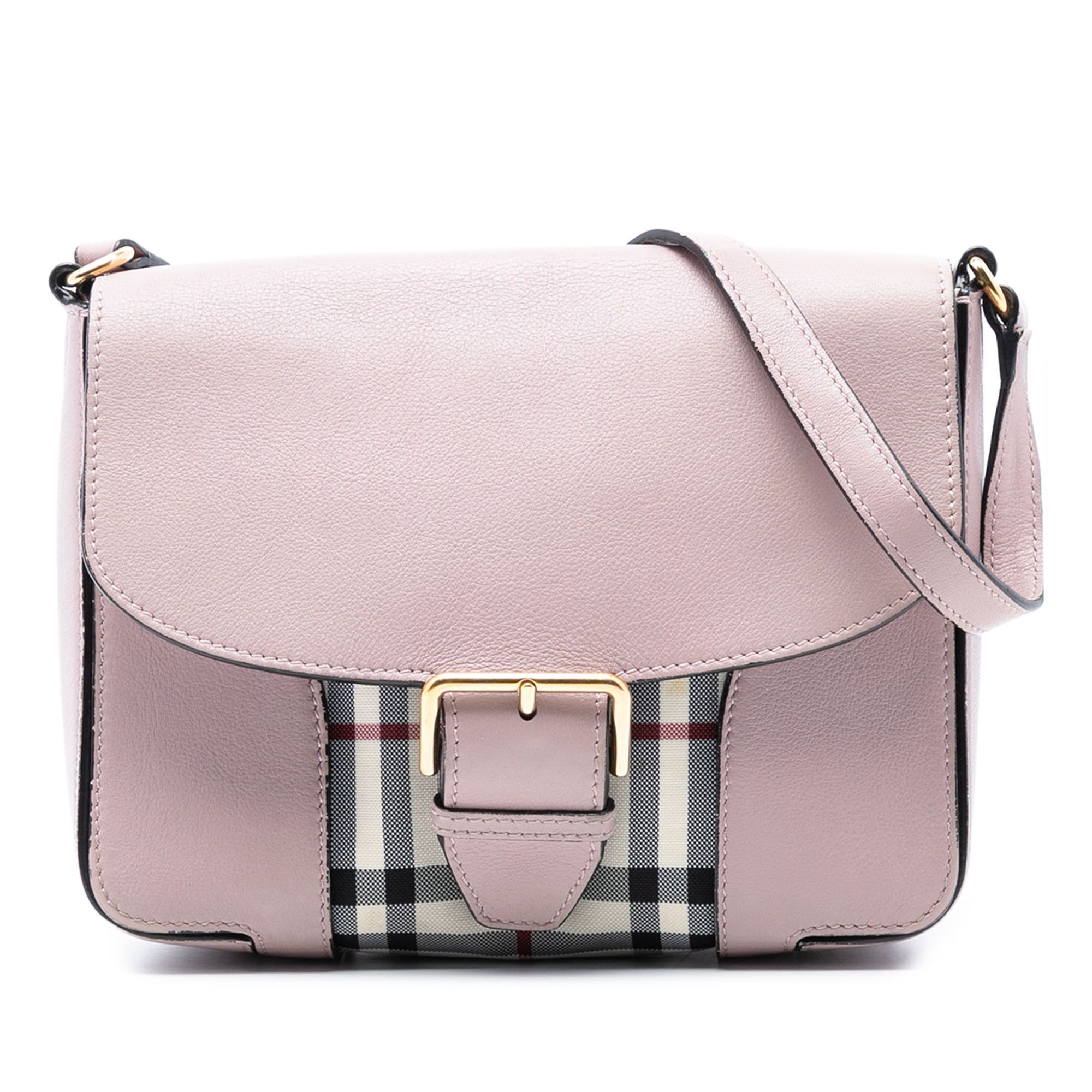 Burberry Burberry Small Haymarket Check Trimmed Leather Dickens Crossbody Size ONE SIZE - 1 Thumbnail