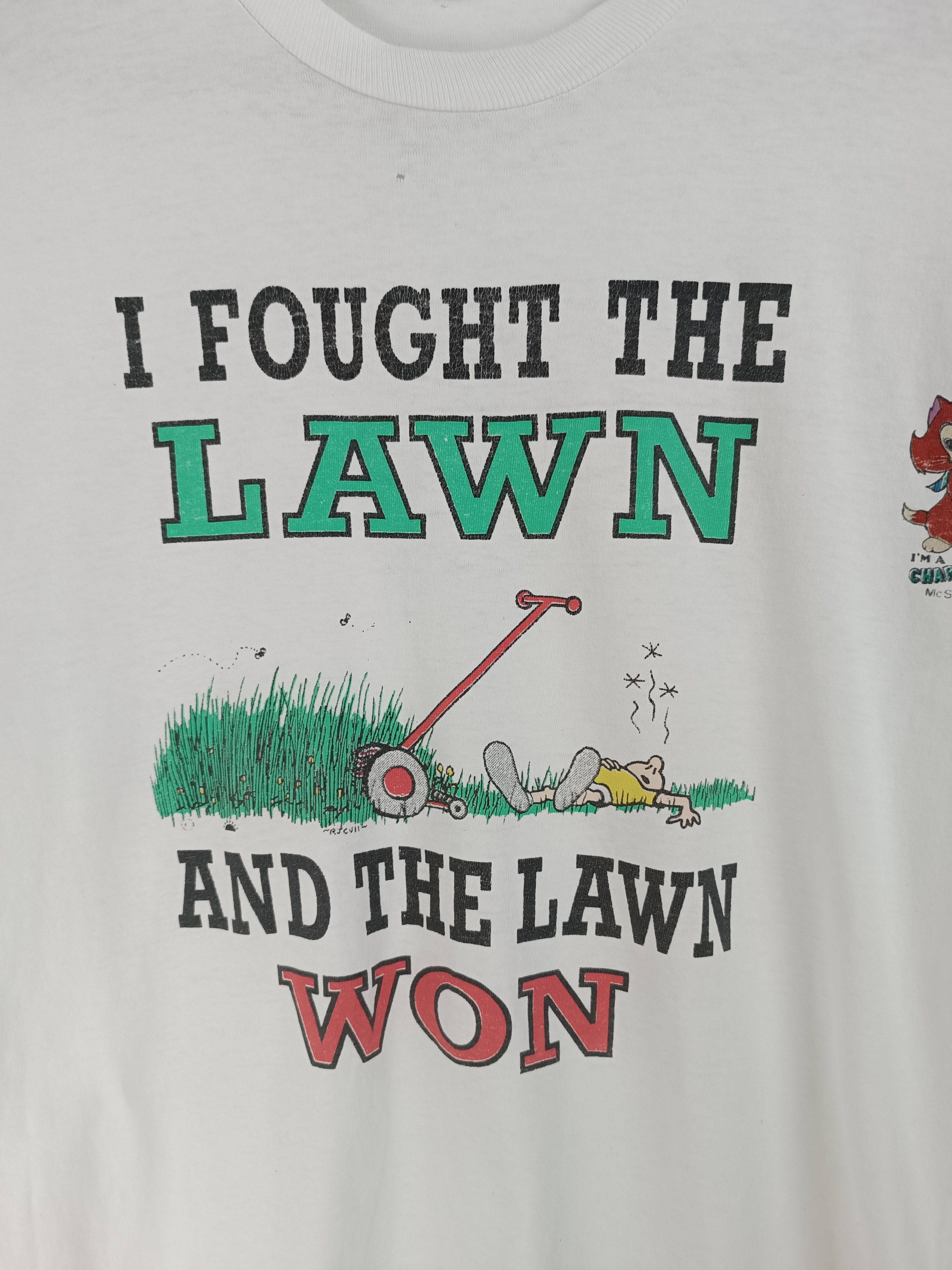 Vintage VINTAGE 90'S I FOUGHT THE LAWN HUMOR FUNNY CLASH PUNK TEE Size US M / EU 48-50 / 2 - 9 Thumbnail