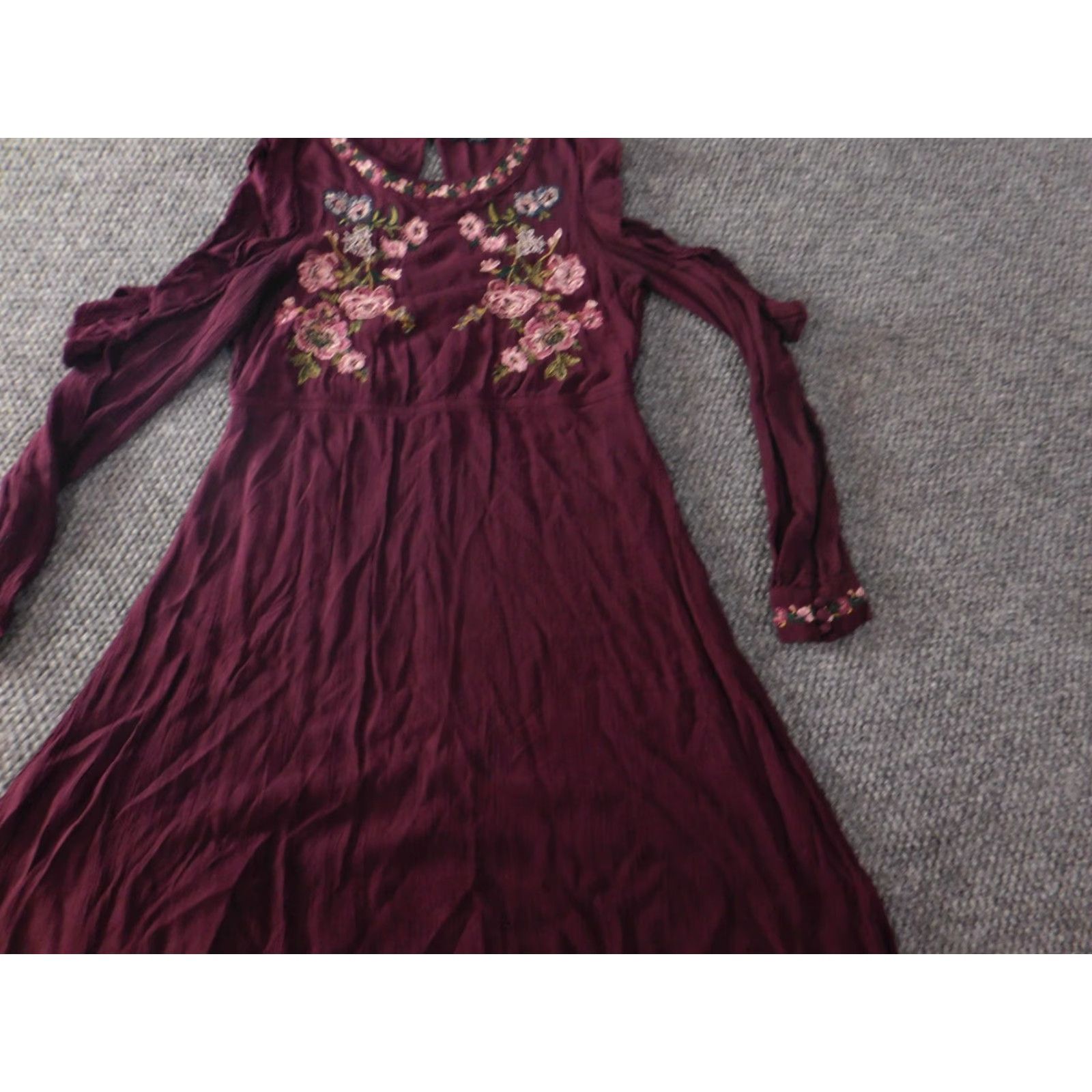 American Eagle Outfitters American Eagle Outfitters Womens Dress A-Line XS Floral Off the Shoulder Knee Length Red Blue Raglan Sleeve Long Sleeve 0? Size XS / US 0-2 / IT 36-38 - 2 Thumbnail