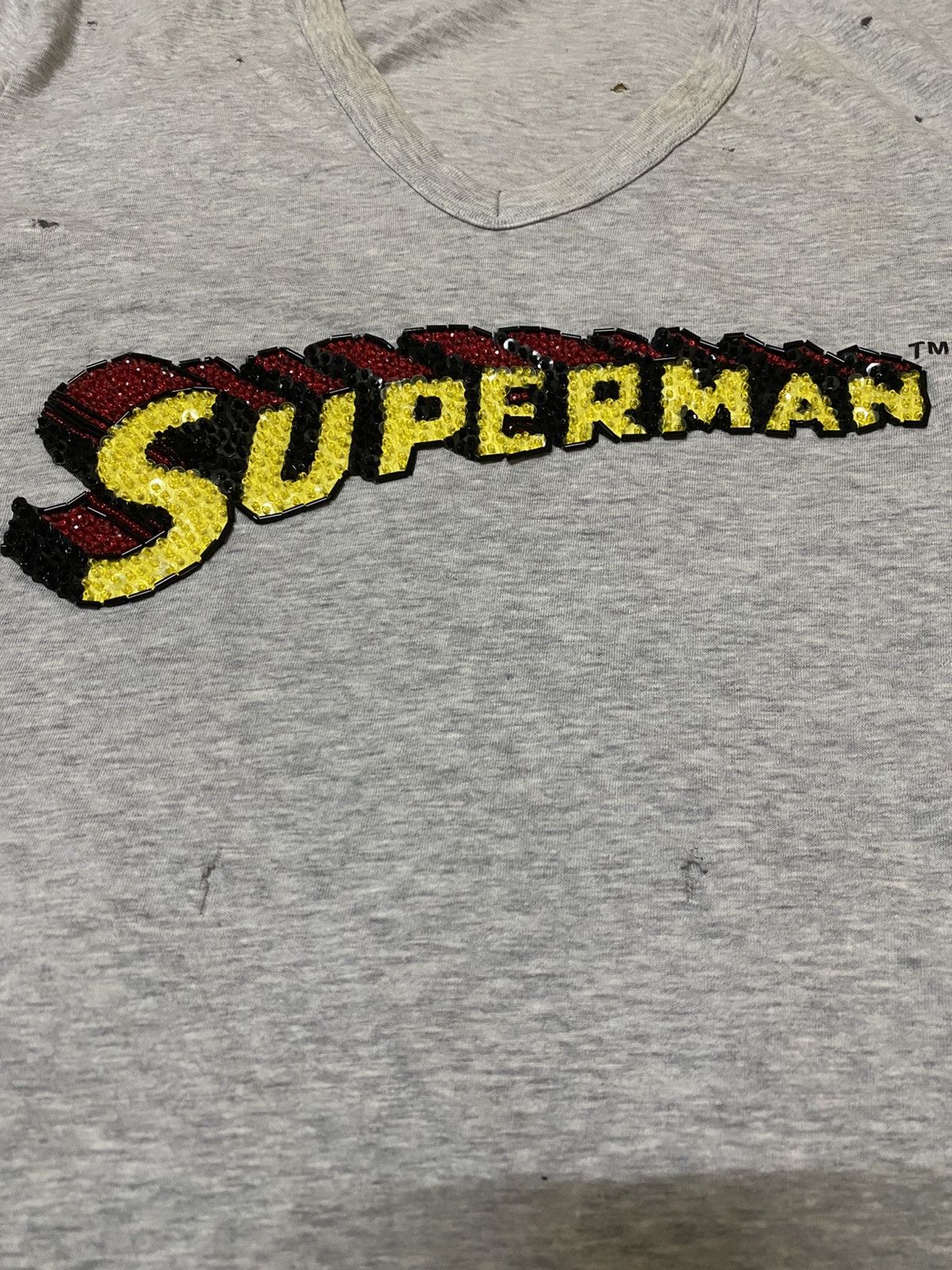 Dolce & Gabbana D&G Fall/Winter 2005 Grey V Neck Sequined Superman Big Logo Size US M / EU 48-50 / 2 - 3 Thumbnail