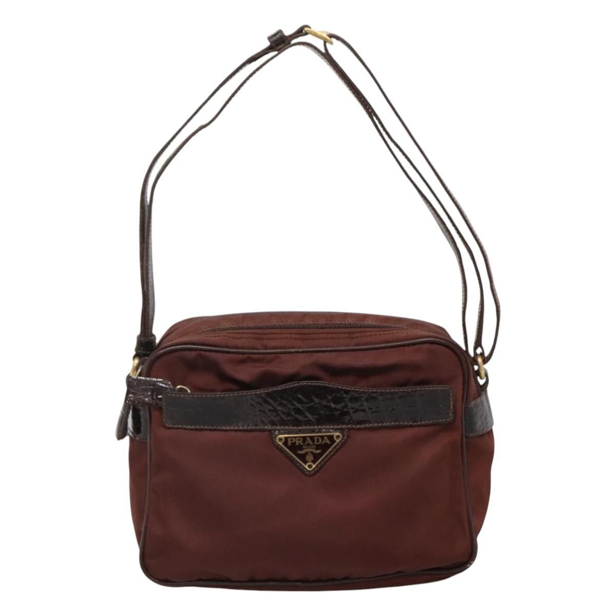 Prada Re-Nylon Burgundy Synthetic Shoulder Bag (Pre-Owned) Size ONE SIZE - 1 Thumbnail