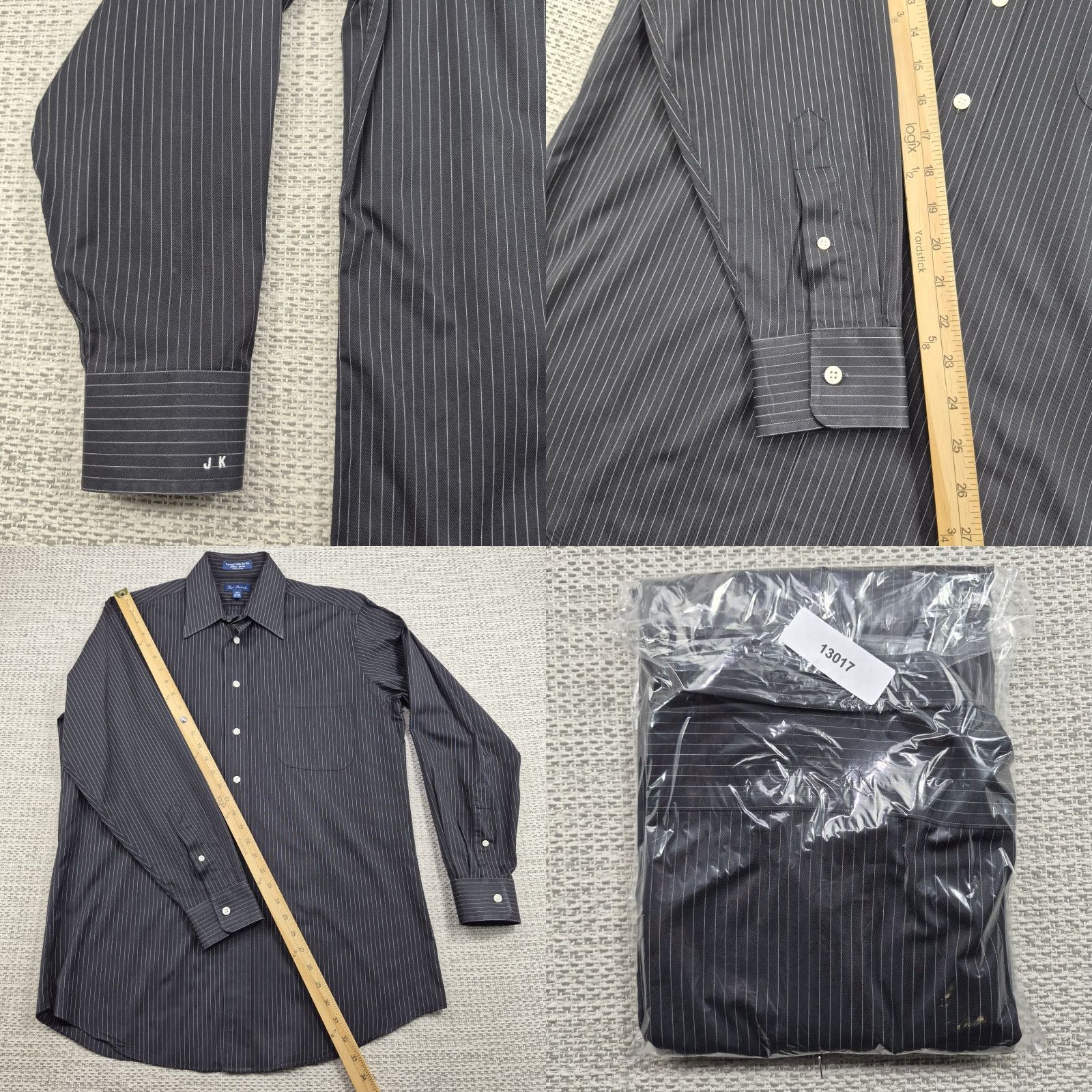 Vintage Paul Fredrick Button Up Shirt Mens 15 32/33 Black Pinstriped Dress Business Shirt Mens 15-33 Black Pinstripe Formal Casual Size 40R - 9 Thumbnail