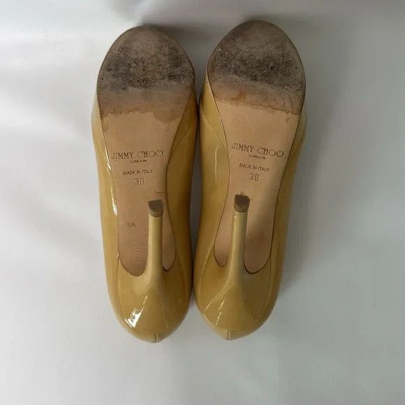 Jimmy Choo Jimmy Choo Mustard Yellow Patent Leather Alex Platform Pumps Size US 8 / IT 38 - 3 Thumbnail