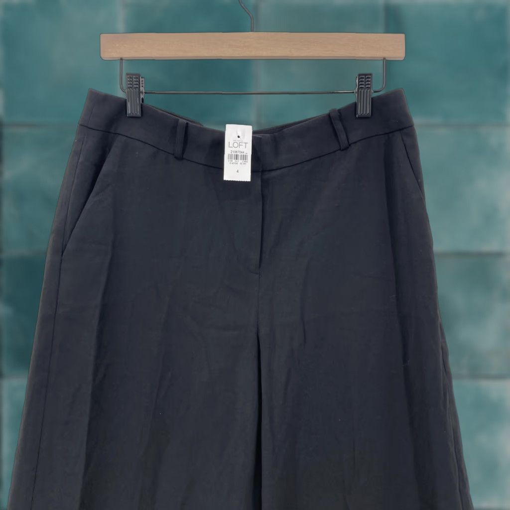 Loft LOFT Ann Taylor Culottes Pants Womens 4 Black Cropped Wide Leg Work Dress Office Dress Pants Cropped Wide-Leg Size 27" / US 4 / IT 40 - 1 Thumbnail