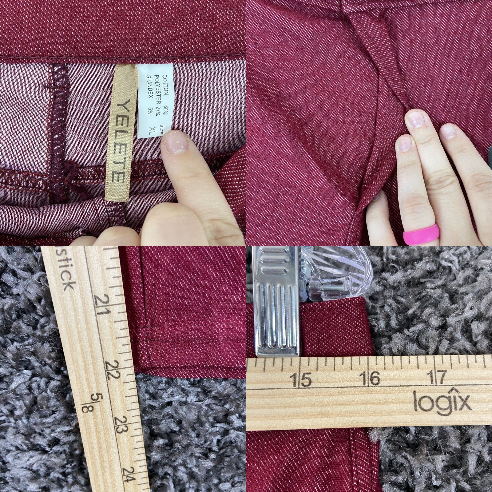 Vintage NEW Yelete Jeggings Women’s XL Red with Pockets Size 40" / US 18 - 8 Thumbnail