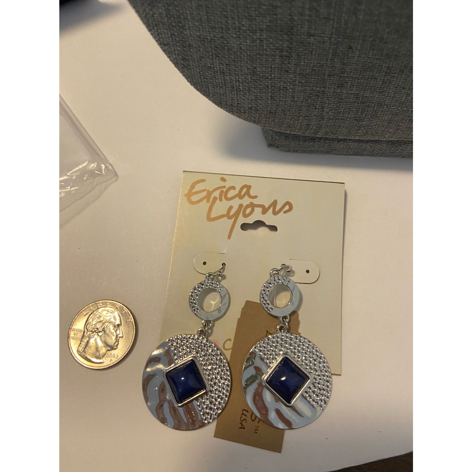 Other dangle earrings silver tone and blue Size ONE SIZE - 2 Thumbnail
