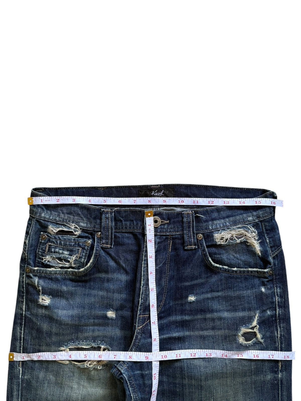 Japanese Brand Vintage Japanese Brand Blue Wash Distressed Bootcut Jeans Size US 32 / EU 48 - 13 Thumbnail