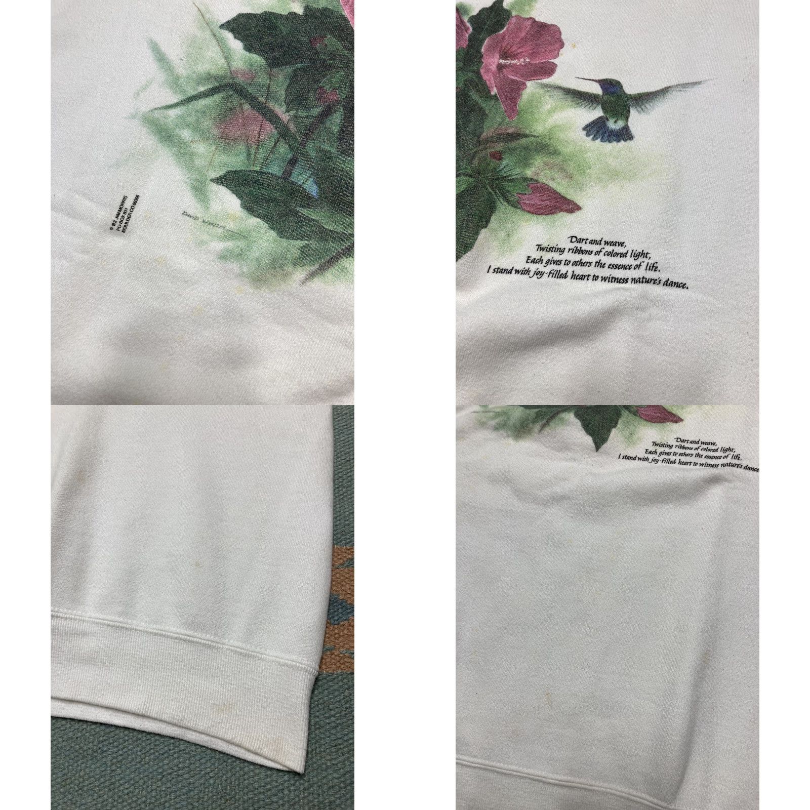 Vintage VINTAGE embroidered sweatshirt Hummingbird bird nature animal 90s XL Sweatshirt Men Embroidered Pullover White 90s Mens XL Size US XL / EU 56 / 4 - 8 Thumbnail