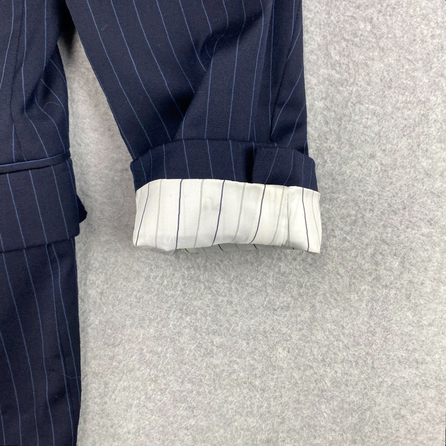 Joseph Abboud Joseph Abboud Loro Piana Suit Mens 43L/W37 Blue Pinstripe Super 120's Wool USA Size 46R - 5 Thumbnail