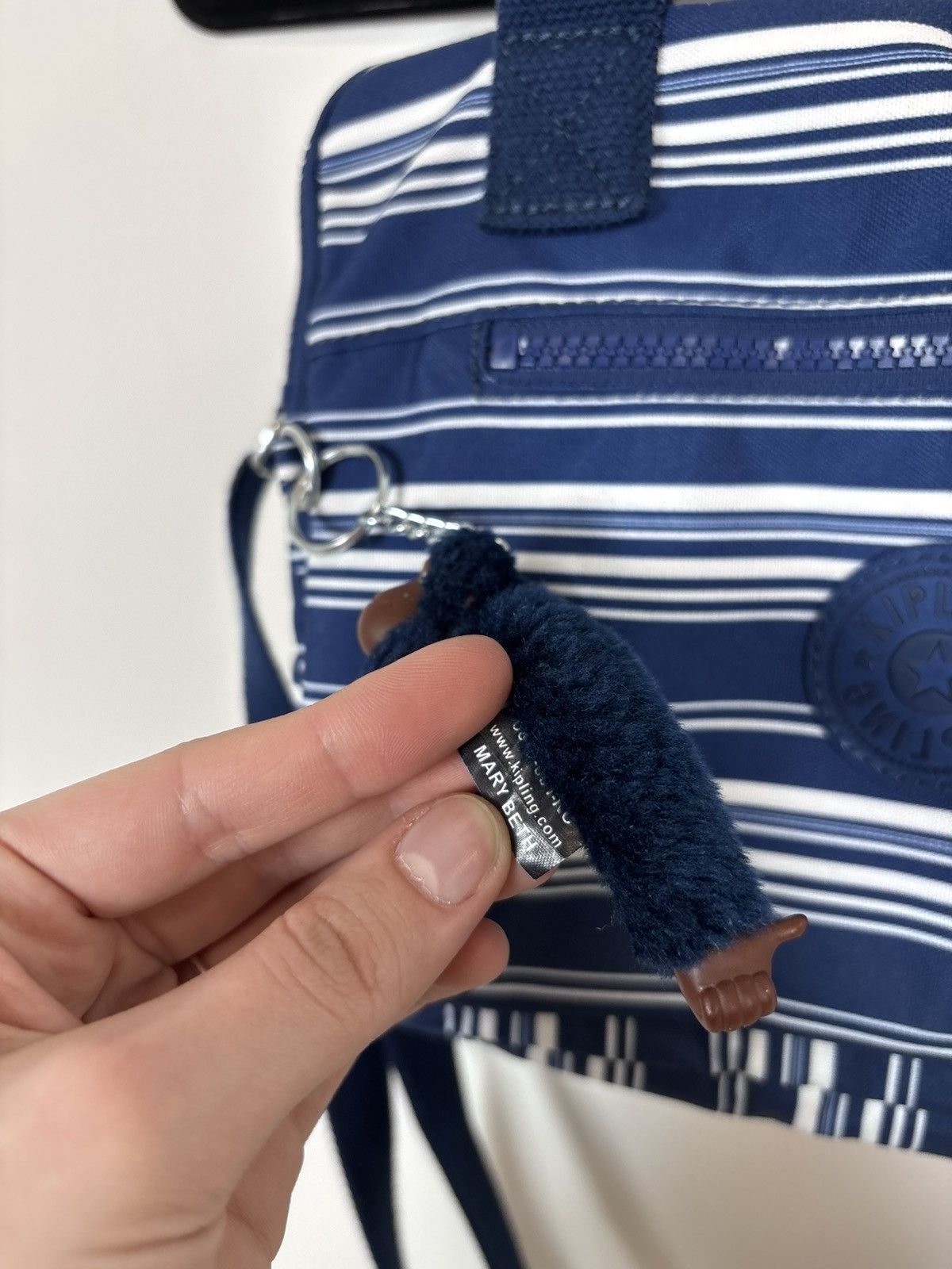 Japanese Brand Kipling Y2K Blue/White Striped Handbag Shoulder Crossbody Size ONE SIZE - 5 Thumbnail