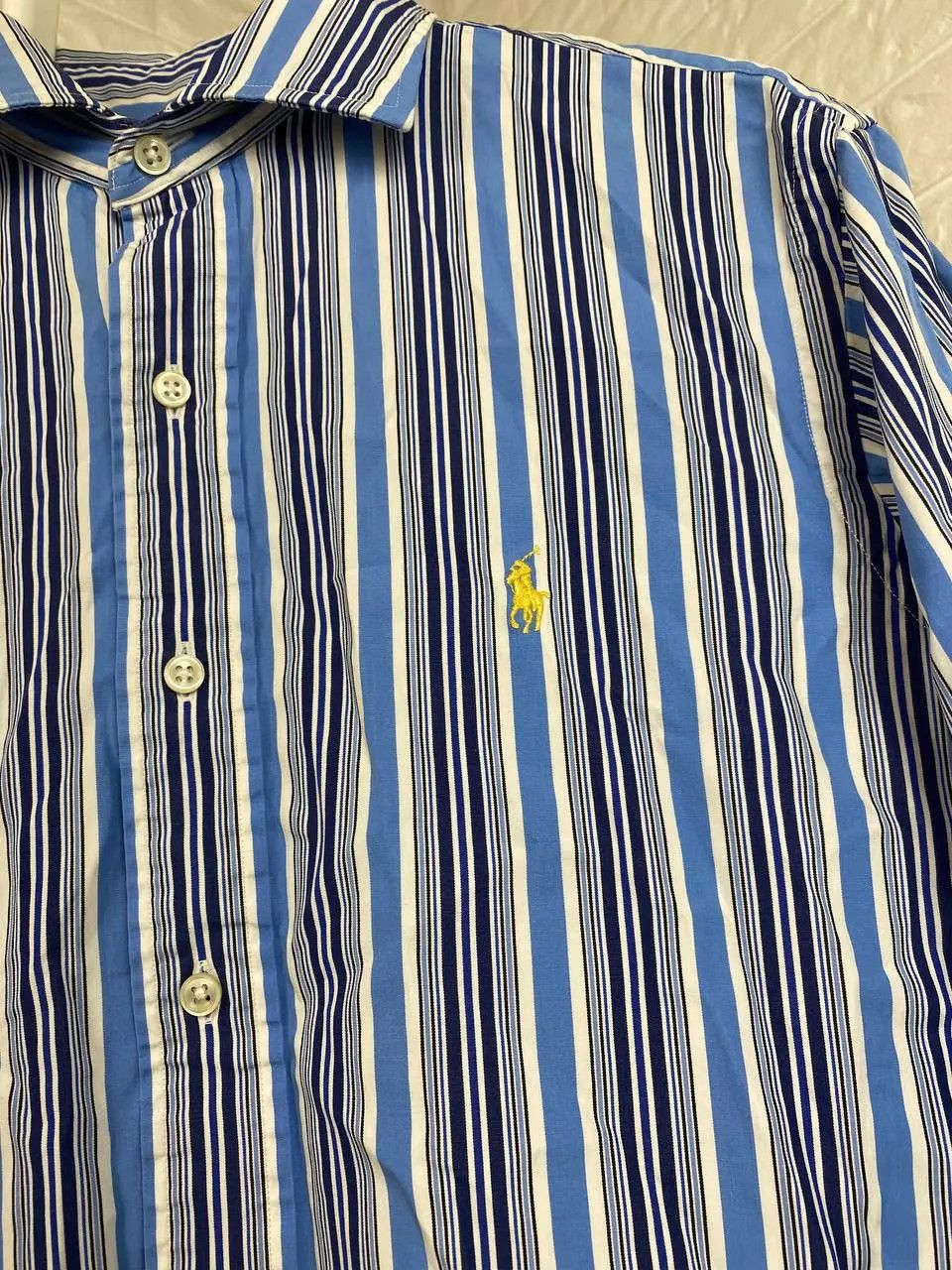 Polo Ralph Lauren × Ralph Lauren × Vintage Men’s Ralph Lauren Shirt Light Stripe Cotton Long Sleeve Size US M / EU 48-50 / 2 - 2 Thumbnail