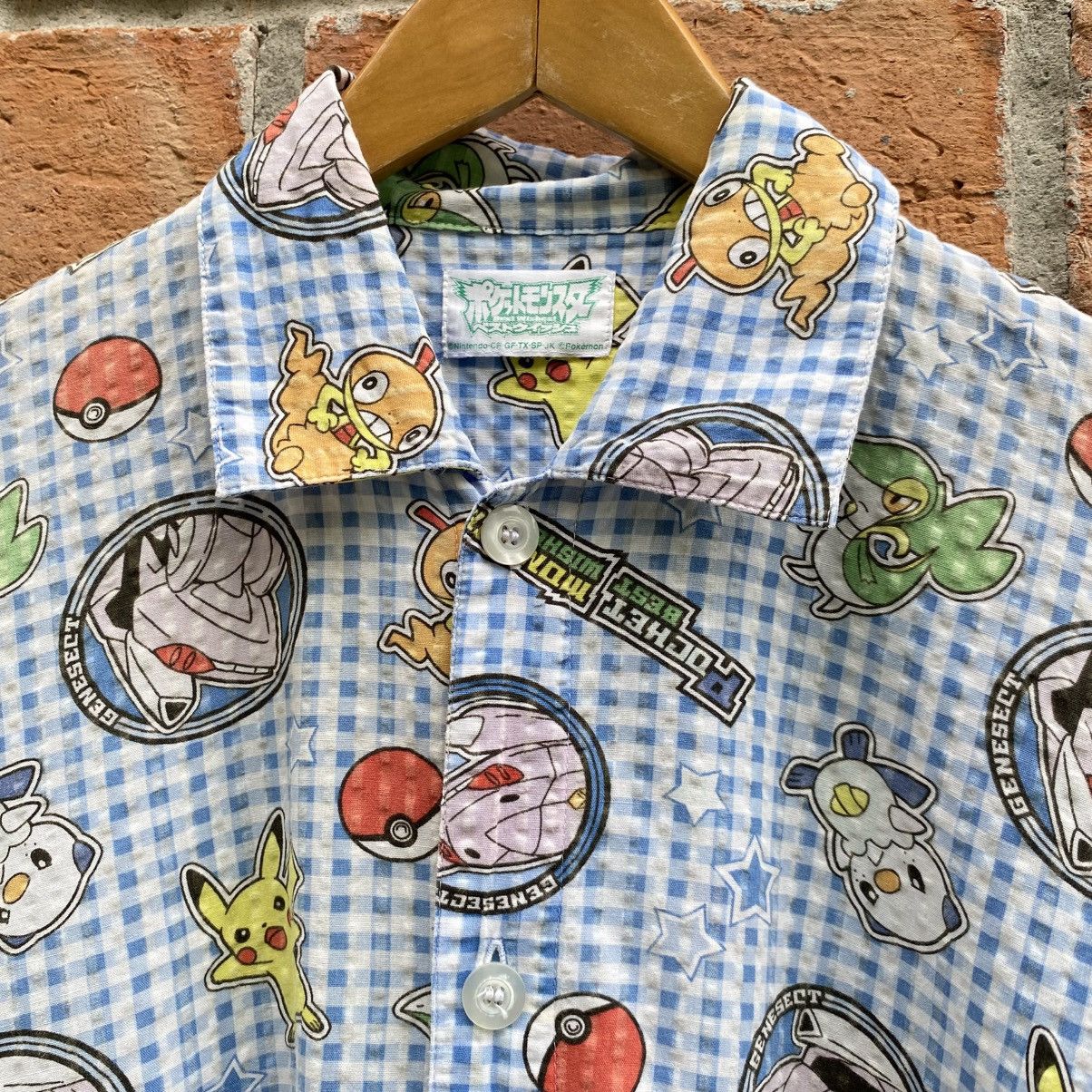 Pokemon Blue Gingham Short Sleeve Shirt with Pokémon Print Size S / US 4 / IT 40 - 4 Thumbnail