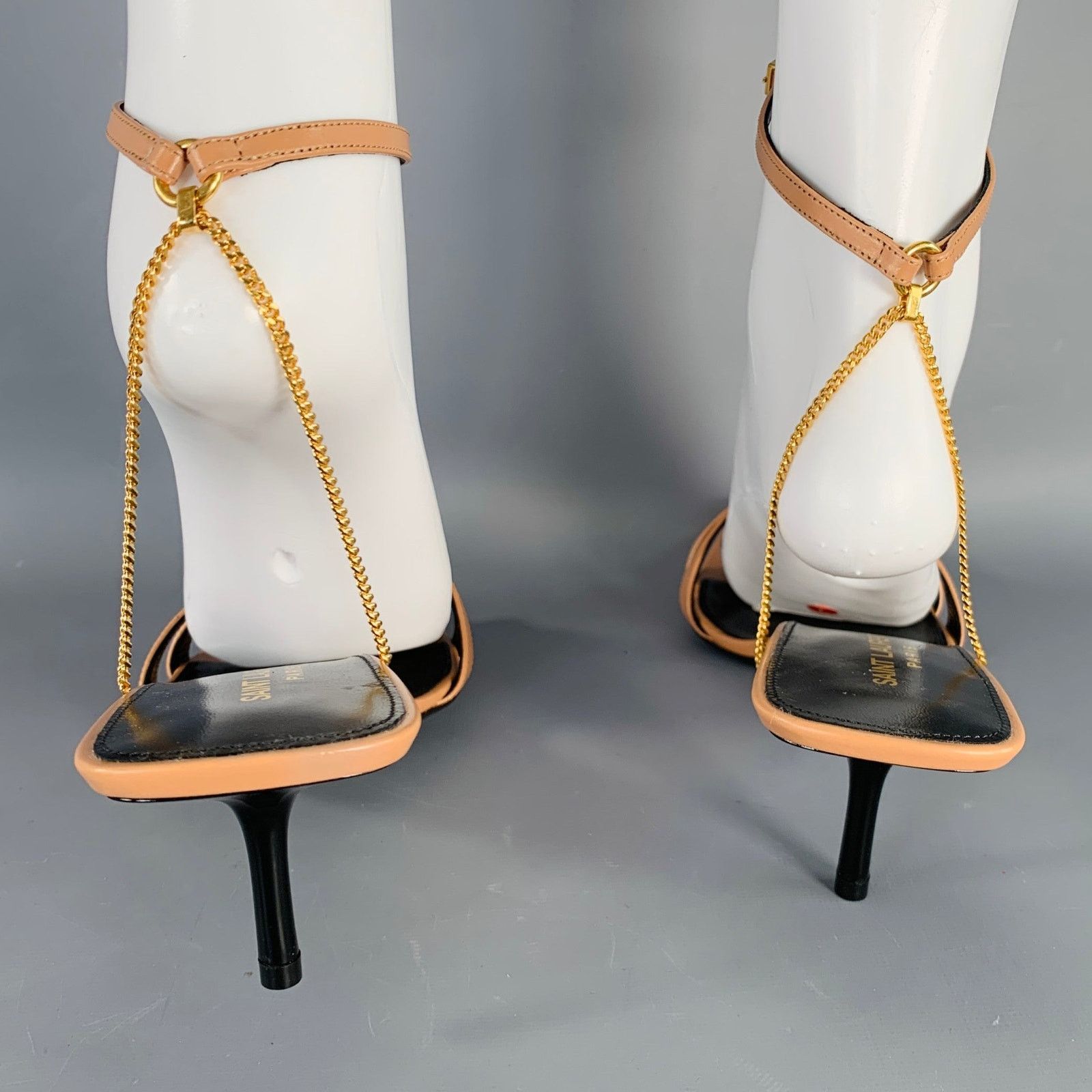 Saint Laurent Paris SAINT LAURENT Melody Chain Ankle Strap Kitten Heel Sandals Size US 10 / IT 40 - 3 Thumbnail