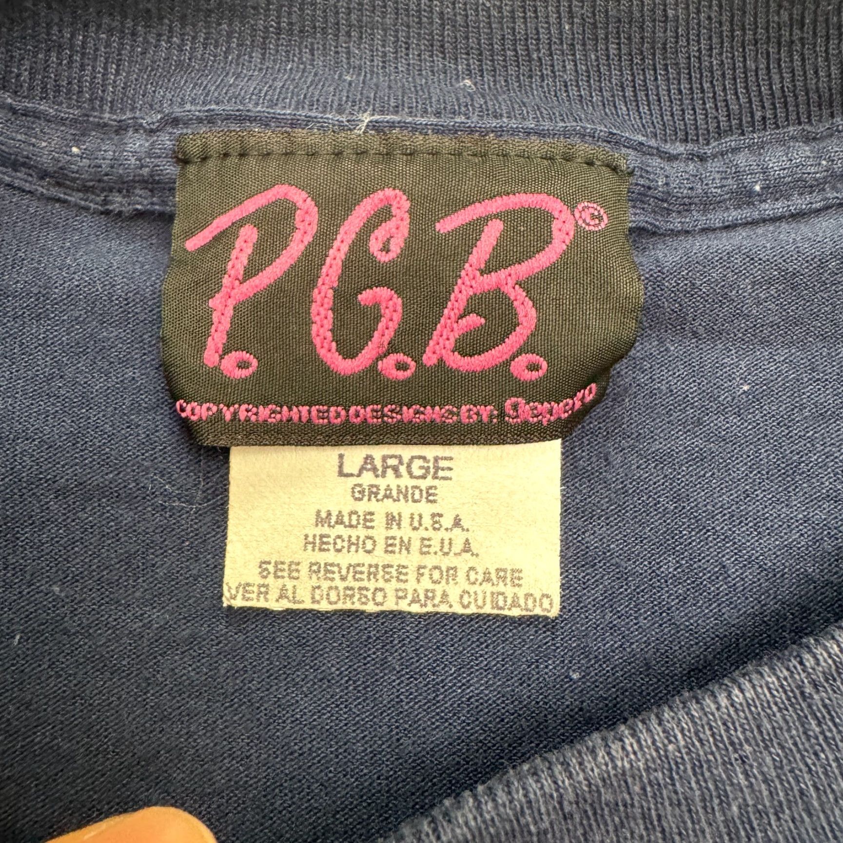 Vintage VINTAGE PCB Navy Blue Short Sleeve Crew Neck T-Shirt Womens Large 90s Nautical Retro Studded Graphic Top Size L / US 10 / IT 46 - 5 Thumbnail