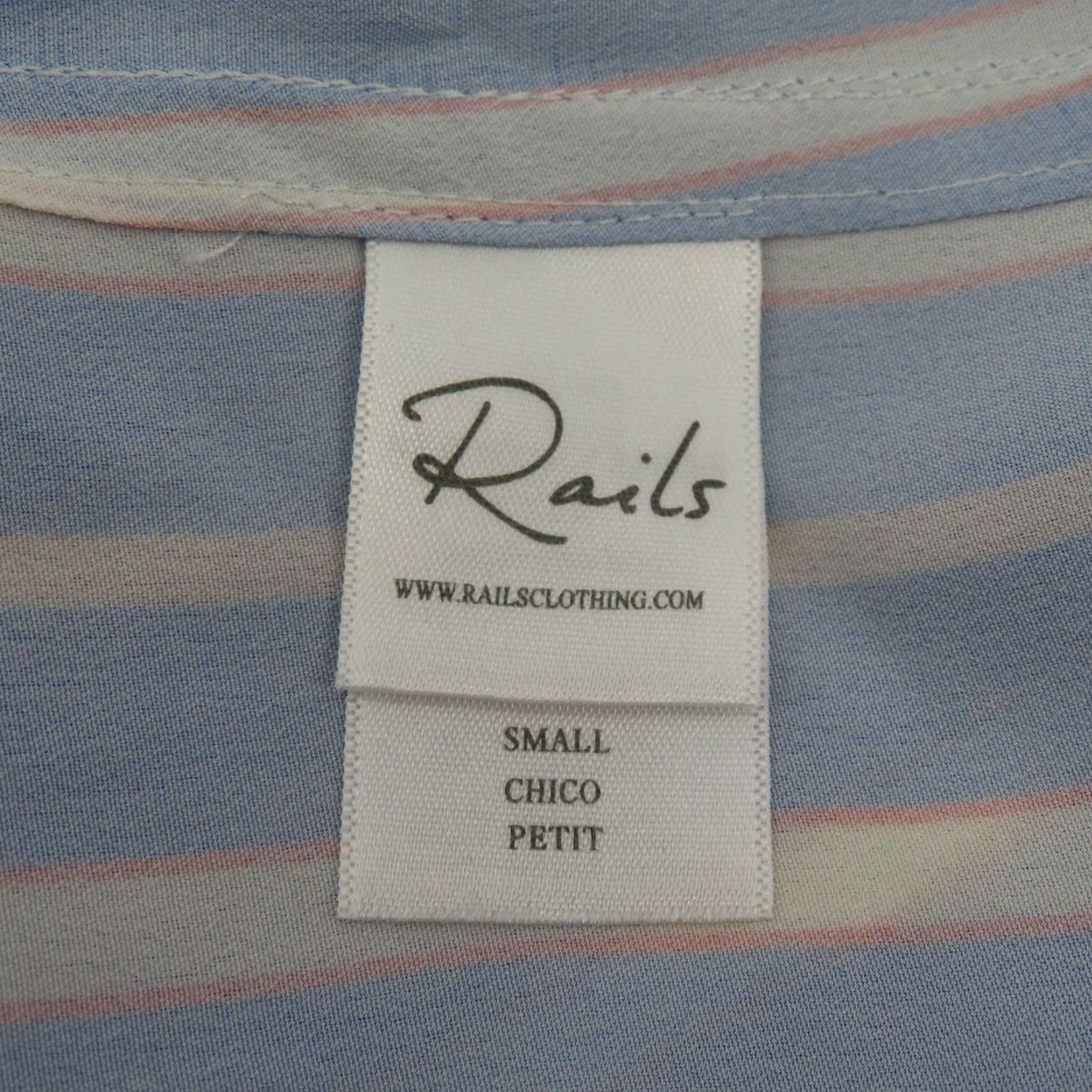 Rails Rails Womens Small Kate New Haven Stripe Blue Pink Collared Button Front Shirt Size S / US 4 / IT 40 - 7 Thumbnail