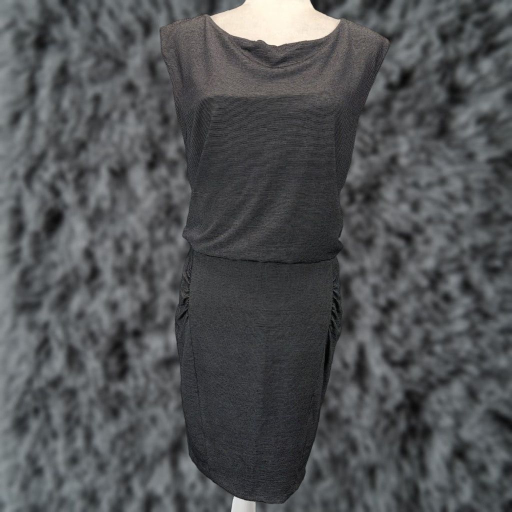 Athleta Athleta Westwood Microstripe Dress Black White Ruched Soft Stretch Size Small Size S / US 4 / IT 40 - 1 Thumbnail