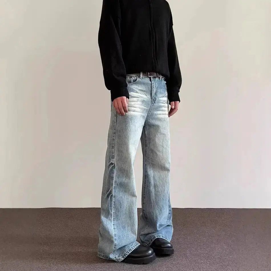 Japanese Brand Retro straight leg wide leg slightly flared jeans Size US 32 / EU 48 - 3 Thumbnail