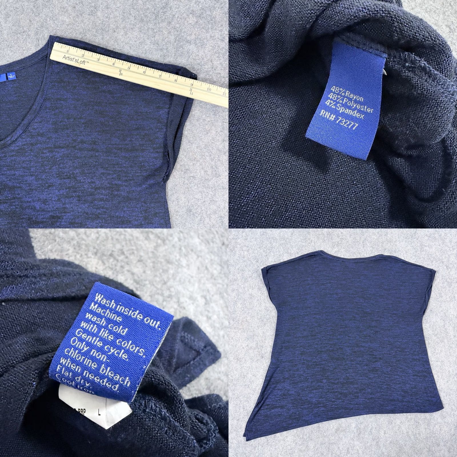 Apt. 9 Apt. 9 T-Shirt Short Sleeve Navy Blue Women Size L Casual Lightweight Shirt Size L / US 10 / IT 46 - 9 Thumbnail