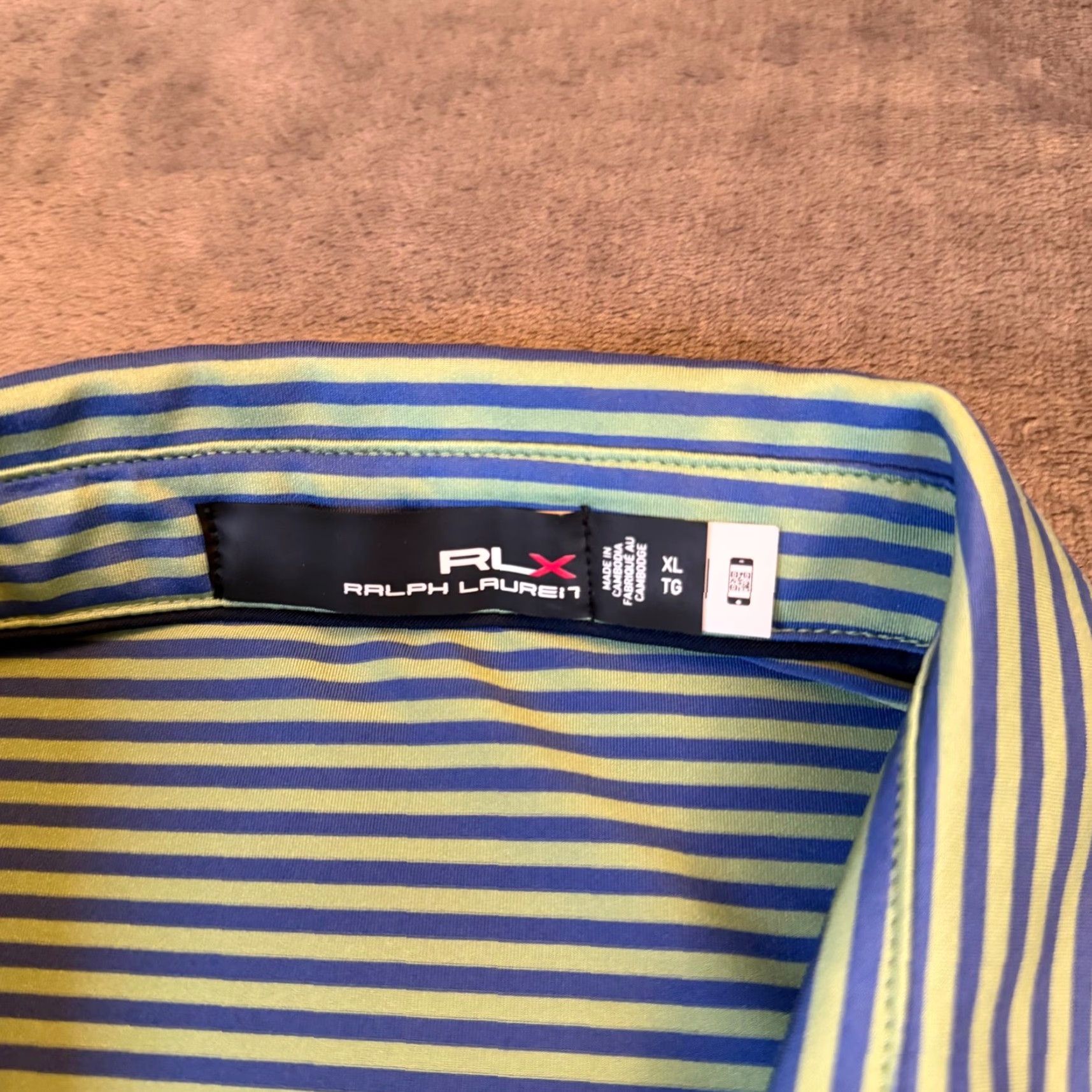 RLX Ralph Lauren RLX Ralph Lauren Striped Polo Shirt Mens XL Green Blue Performance Golf Size US XL / EU 56 / 4 - 3 Thumbnail