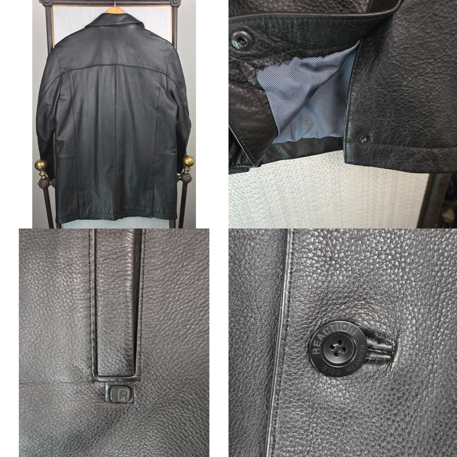 Kenneth Cole Kenneth Cole Reaction Men's Leather Jacket Medium Notch Lapel Button Front Insulated Black Coat/Jacket Size US M / EU 48-50 / 2 - 9 Thumbnail