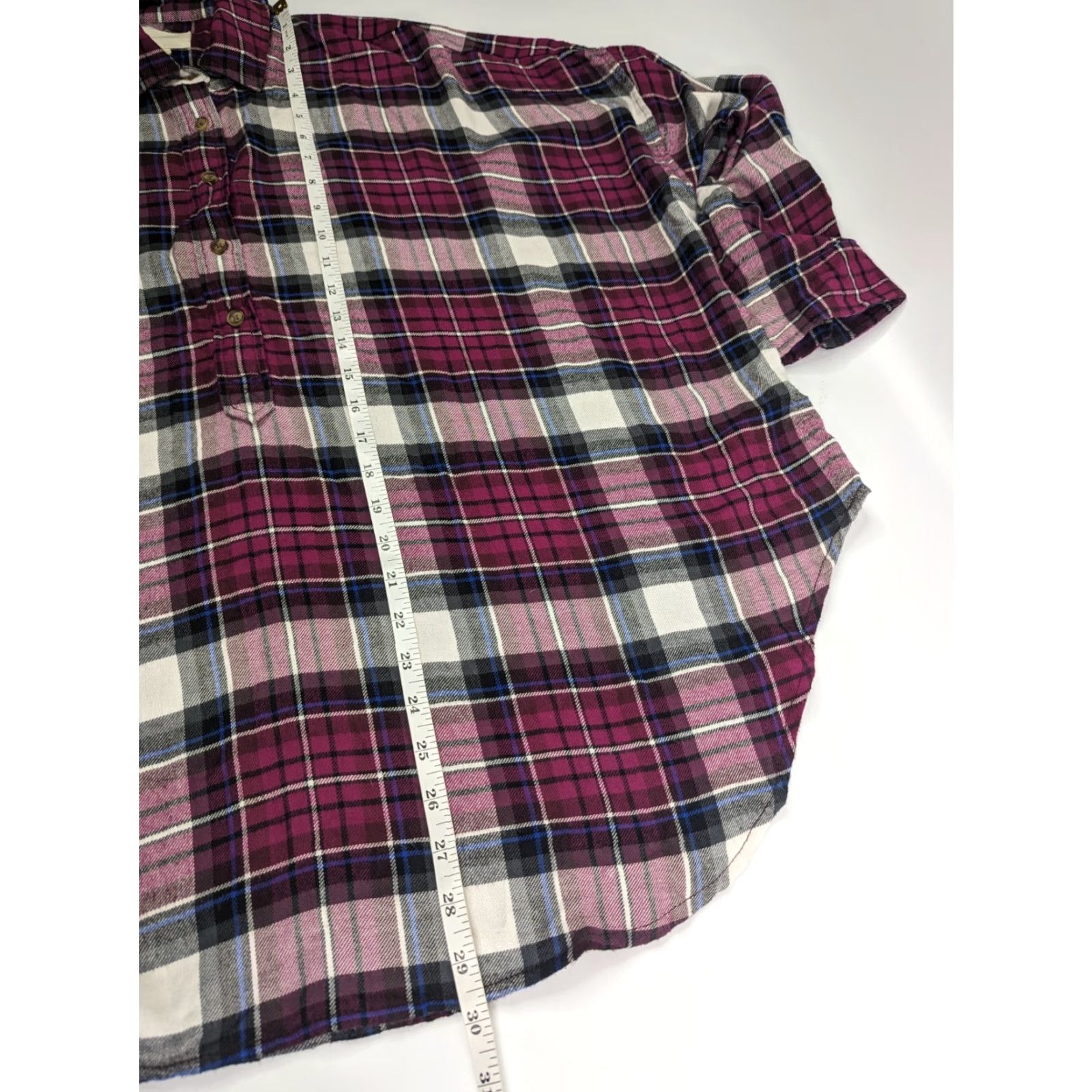 American Eagle Outfitters American Eagle Outfitters Shirt Women's Medium Plum Plaid Flannel Henley Popover Oversized Size M / US 6-8 / IT 42-44 - 4 Thumbnail