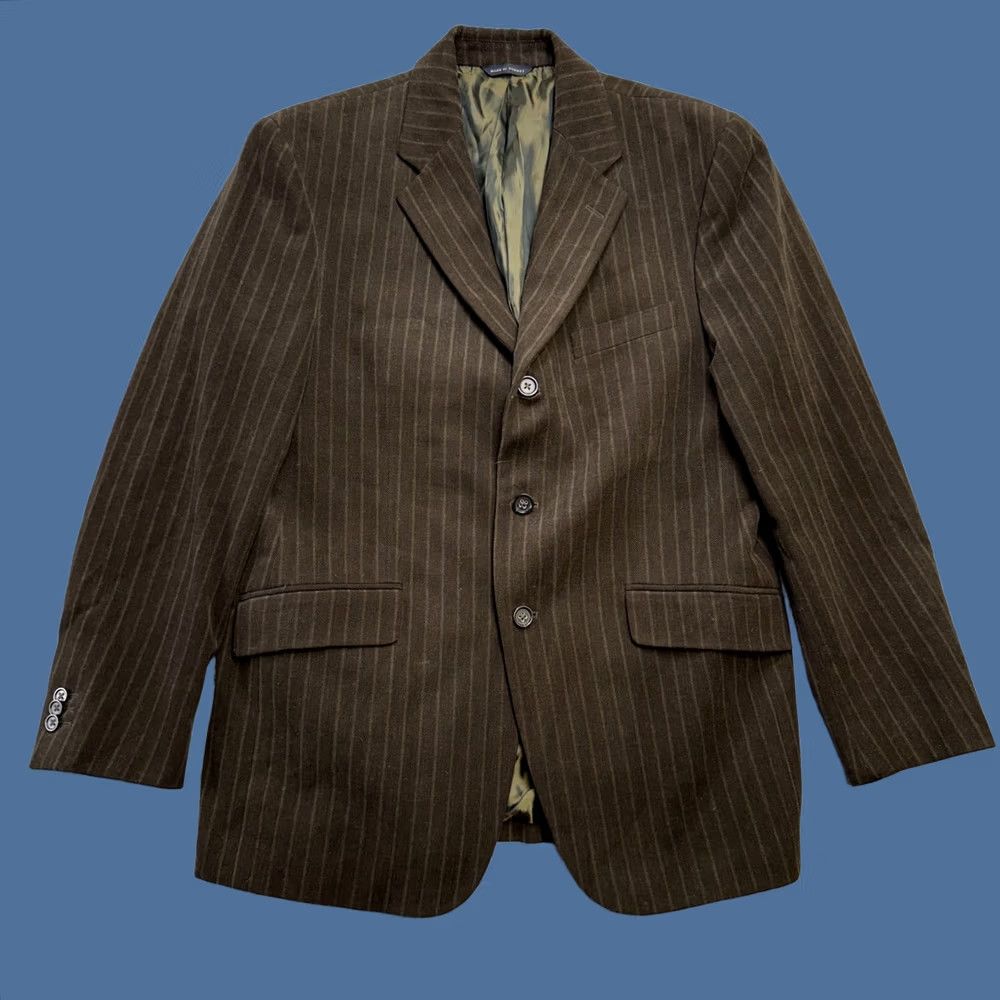 Banana Republic VINTAGE Banana Republic Blazer Mens 42S Brown Pinstripe 3-Button Notch Lapel Single-Breasted Wool/Cotton 40in Chest 42 Regular Brown Denim? Size 42R - 1 Thumbnail