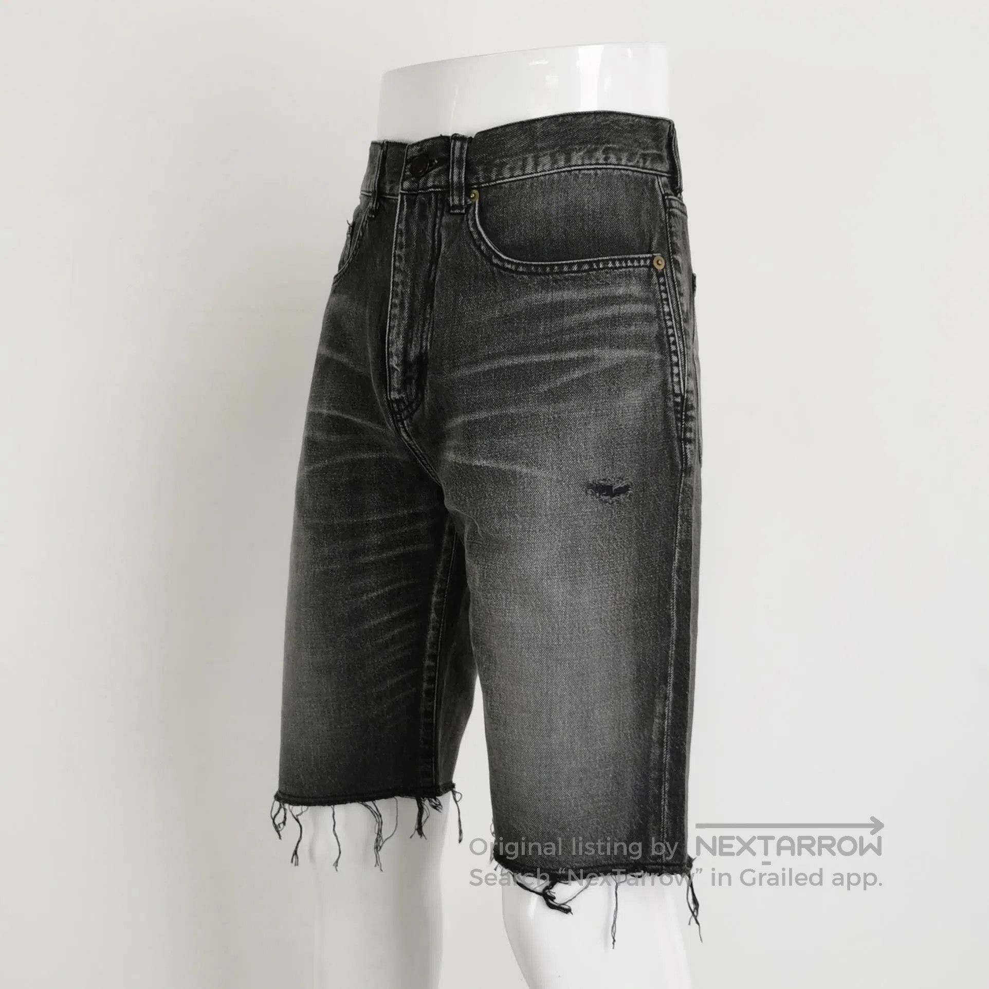 Saint Laurent Paris Saint Laurent Men's Cotton Frayed Logo Shorts. Size US 30 / EU 46 - 8 Thumbnail