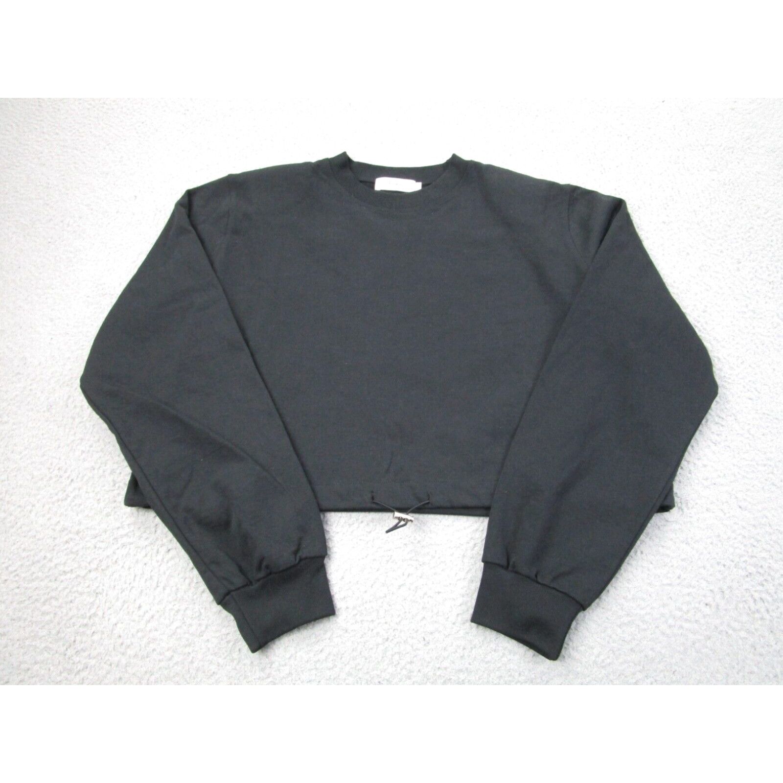 image of Frankie Shop Sweater Women L Black Terry Fleece Sweatshirt Shoulder Pads Vanessa in White (Size Lar