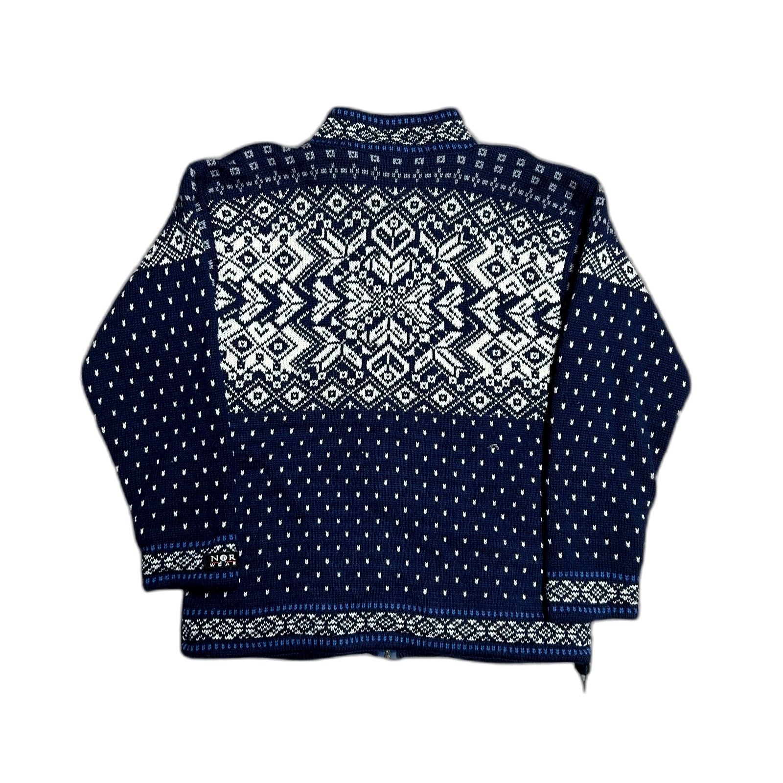 Vintage Norwear Knit Wool Sweater Full Zip Blue Men's Large Size US L / EU 52-54 / 3 - 4 Thumbnail