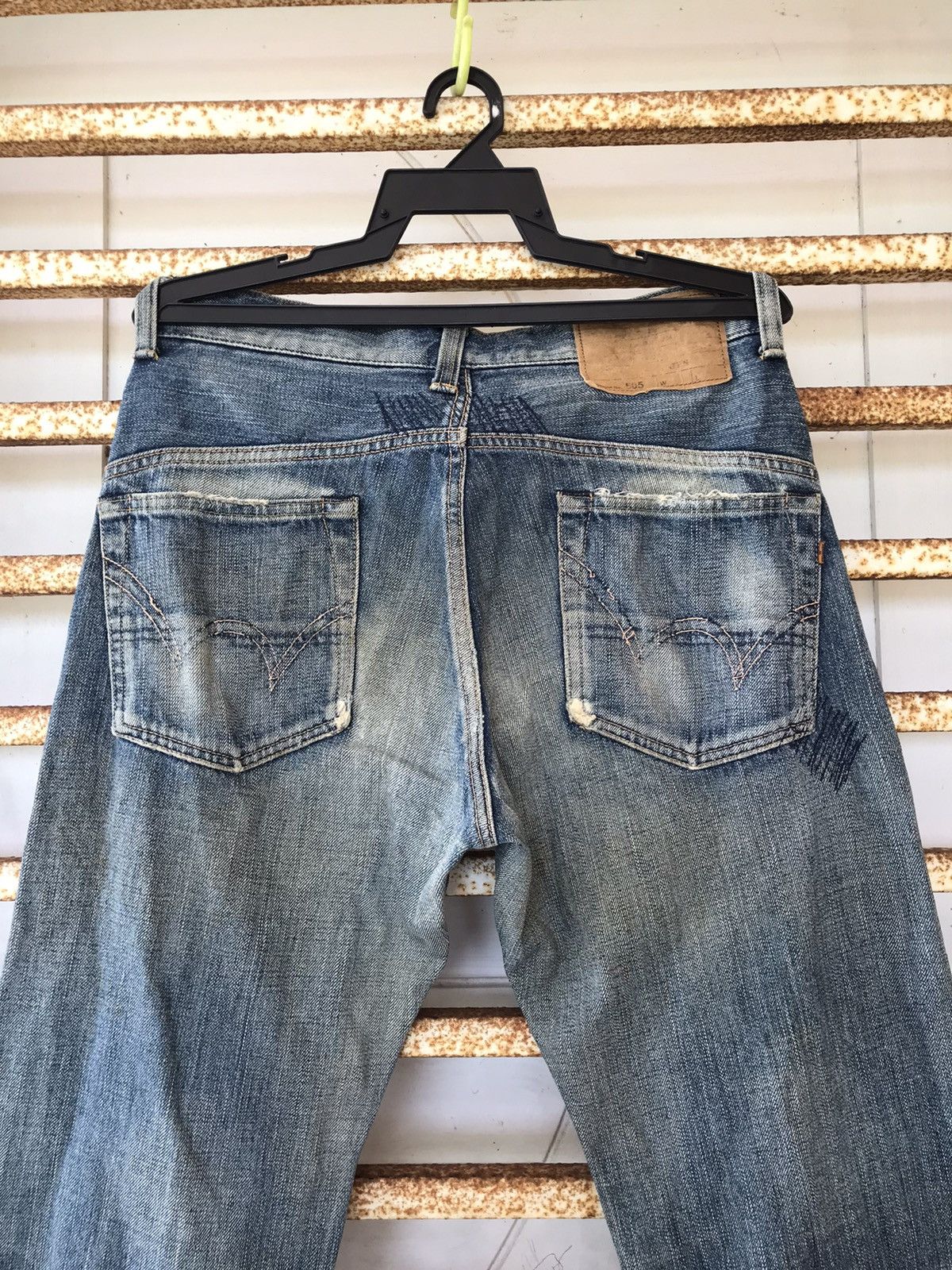 Edwin × Japanese Brand × Vintage EDWIN 505 Orange Tab Selvedge Jeans Distressed Denim Vintage Size US 31 - 4 Thumbnail