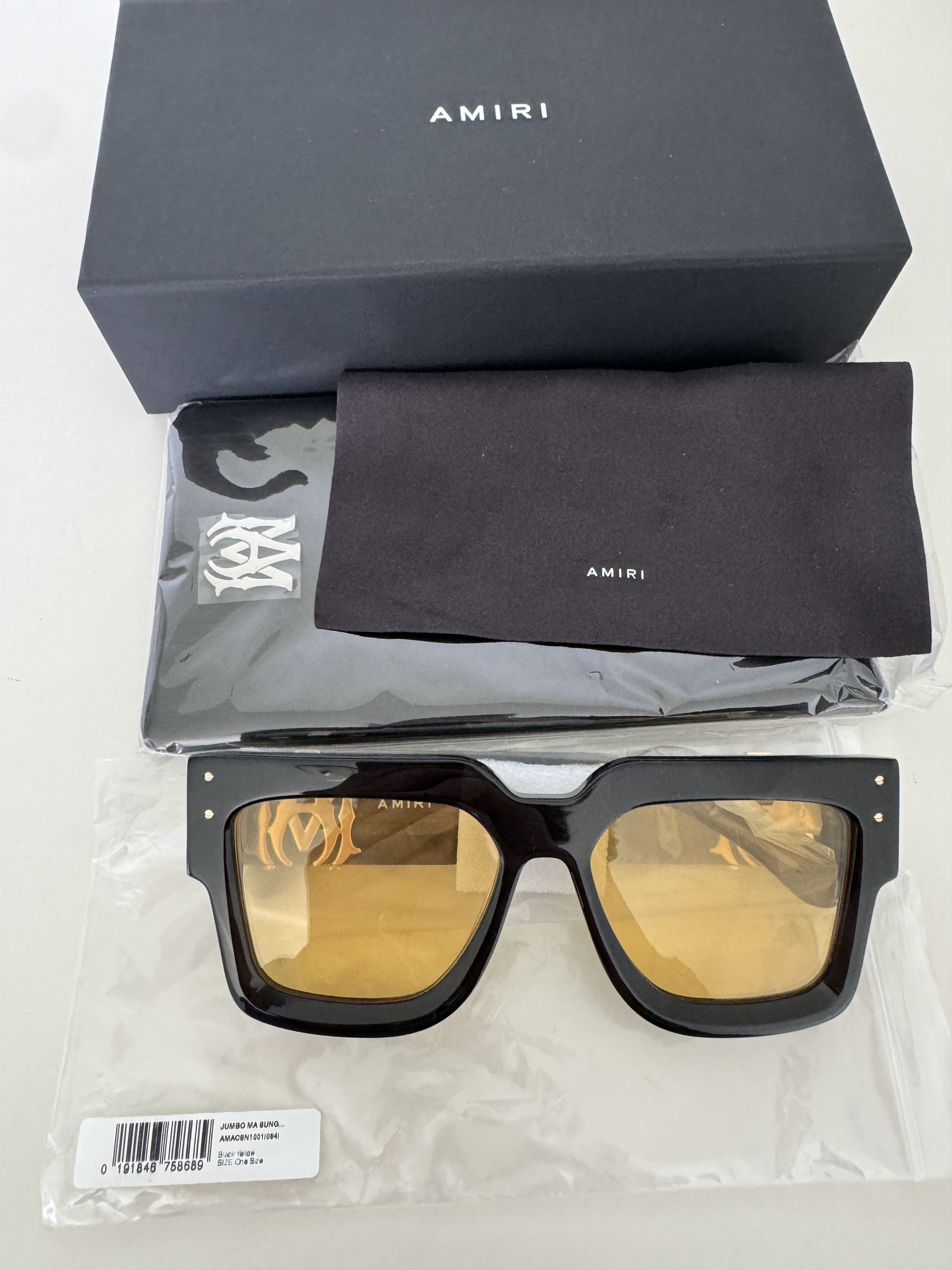 image of Amiri Jumbo Ma Sunglasses (Black Yellow) New $490, Men's