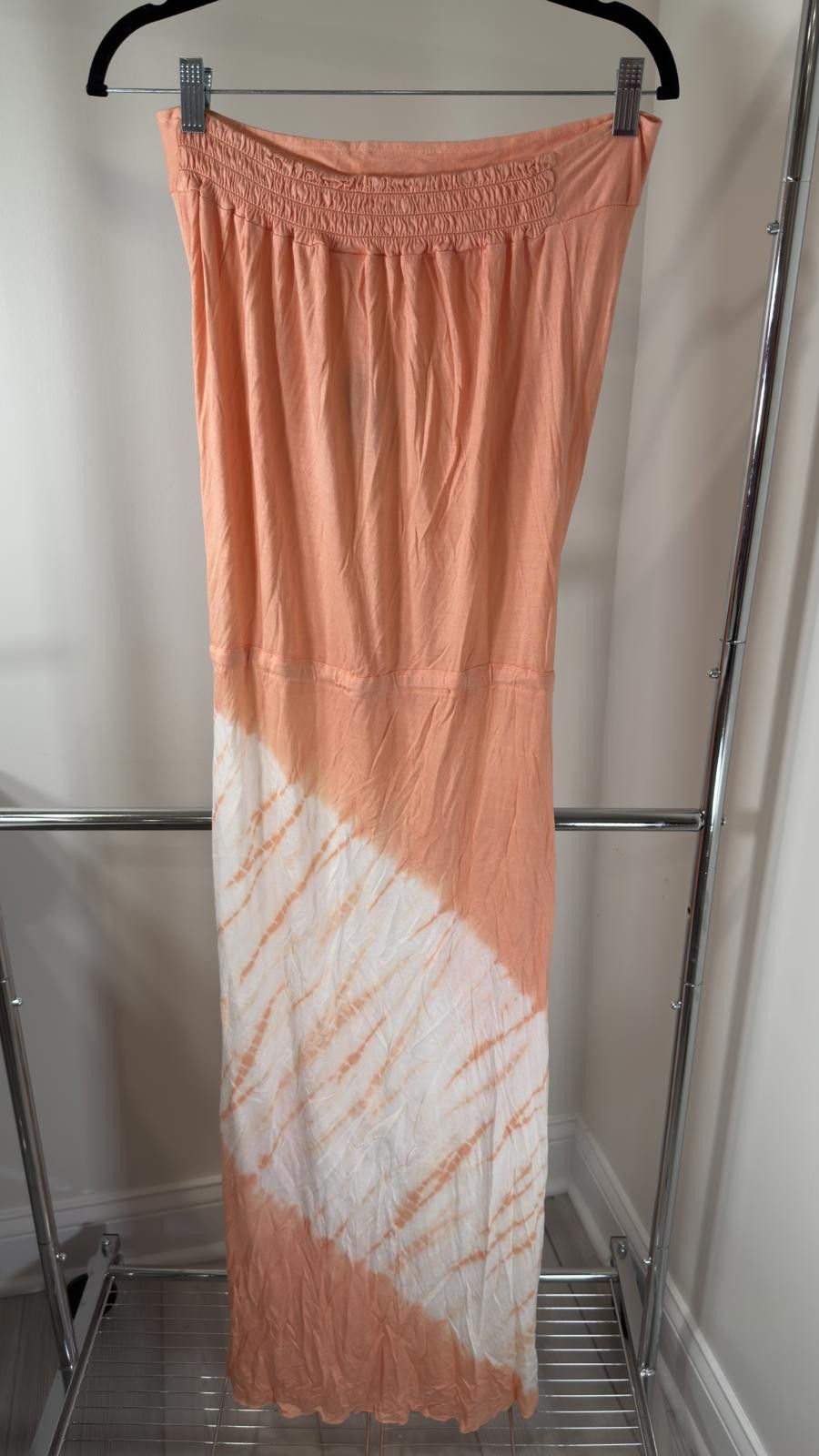 Designer Debbie Katz Women's Maxi Dress - Coral Dip-Dye Style Size L / US 10 / IT 46 - 2 Thumbnail
