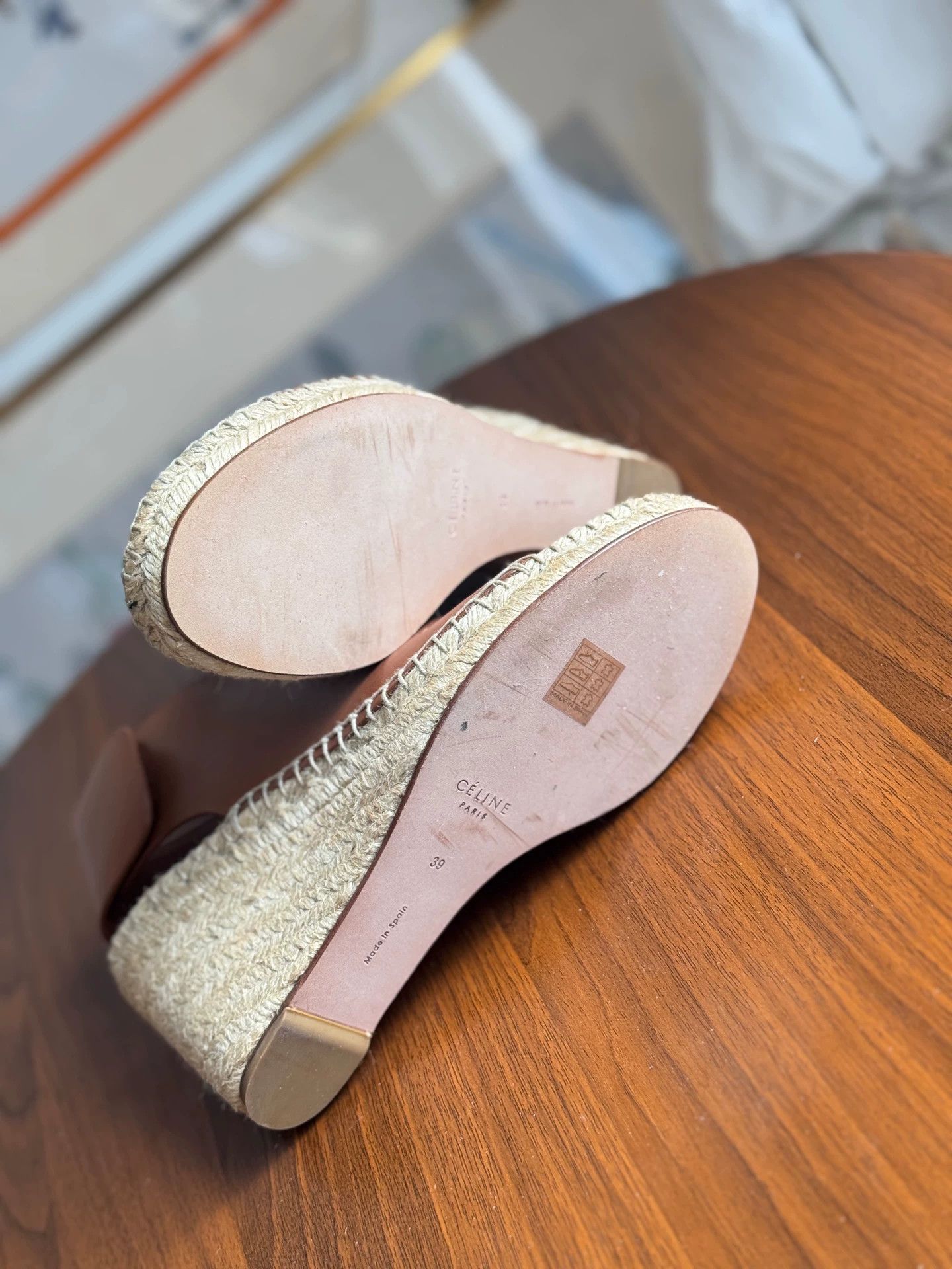 Celine Unused Celine Fur Rattan Sole Block Heel Sandals Size 39 Size US 8 / IT 38 - 8 Thumbnail