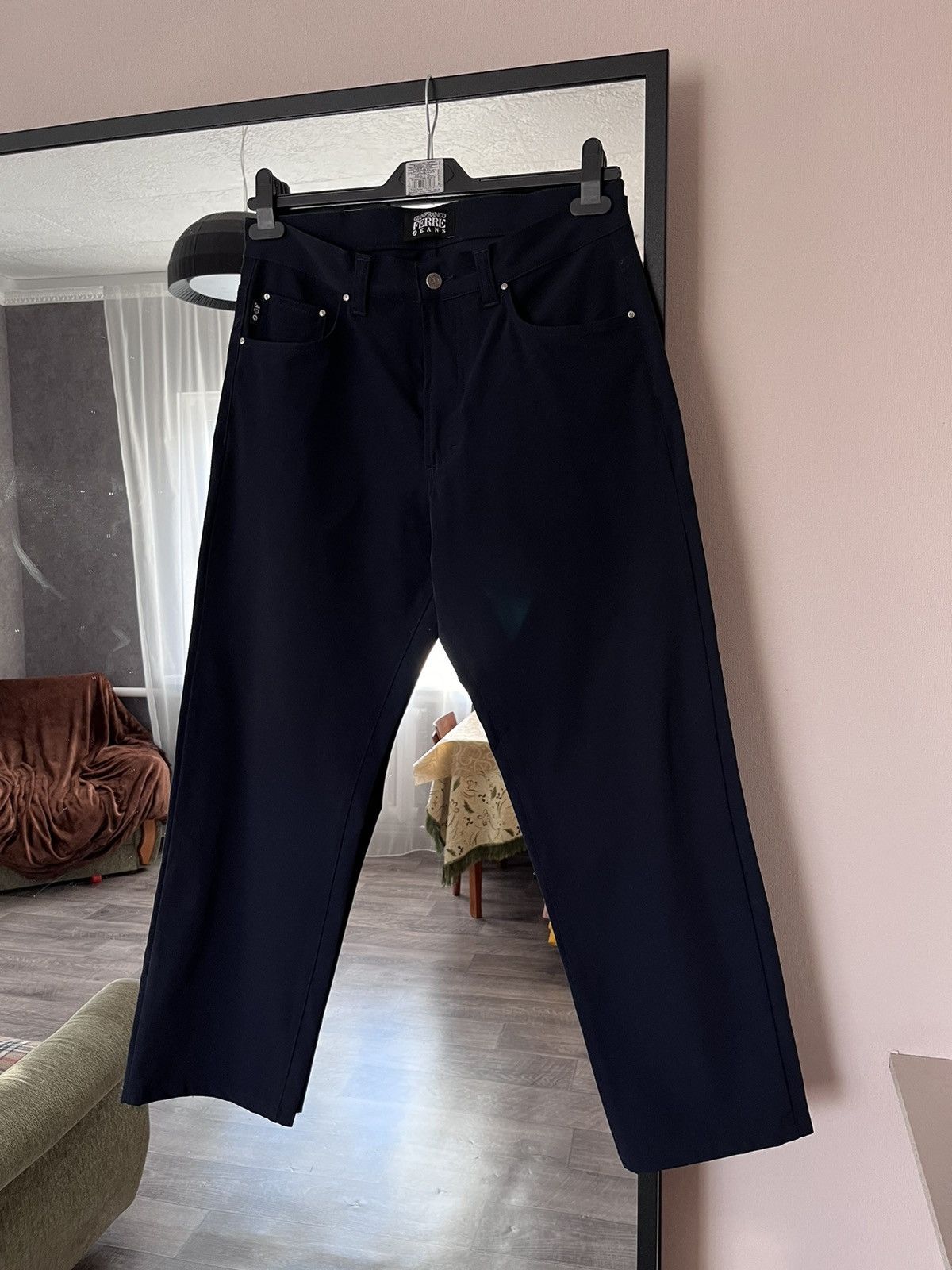Gianfranco Ferre 90s Gianfranco Ferre Wide Leg Boot Cut Nylon Pants Y2K 2000s Size US 36 / EU 52 - 2 Thumbnail
